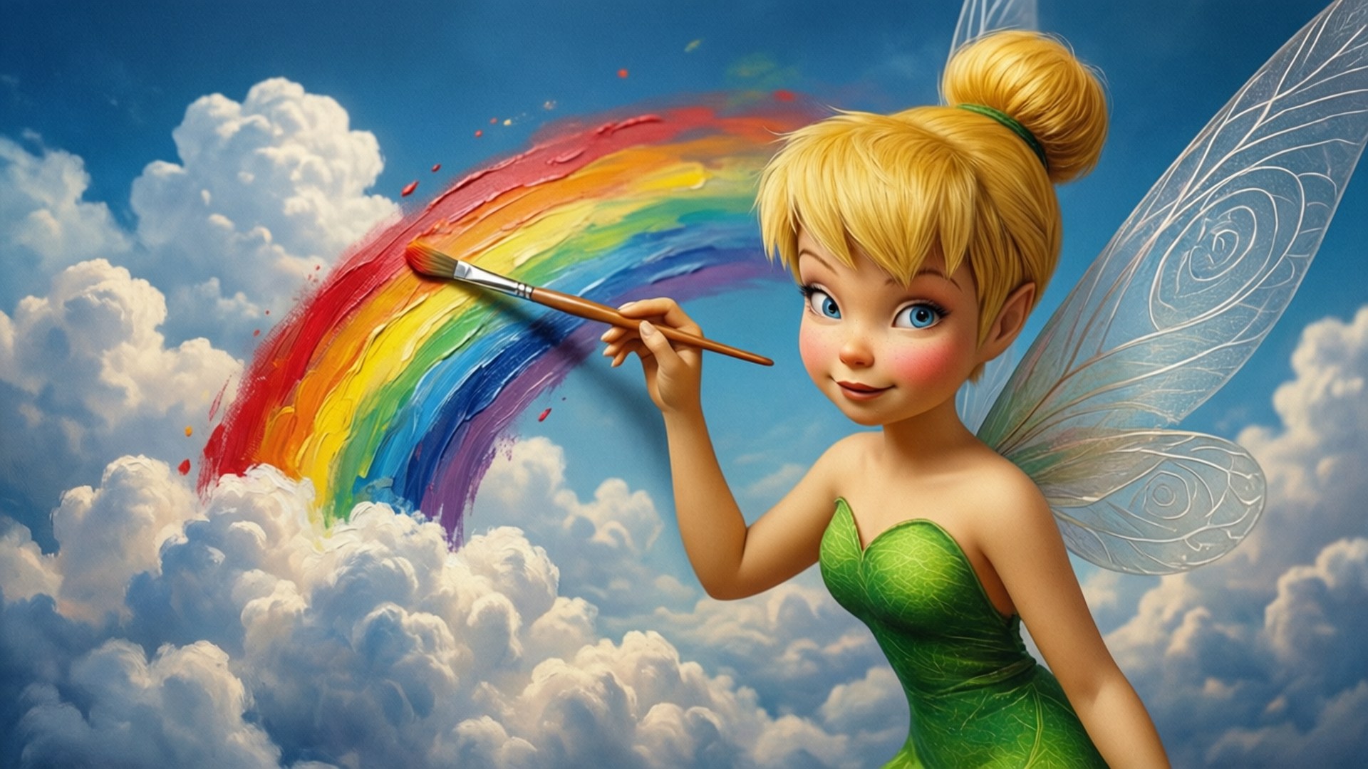 Tinker Bell, fairy, blonde hair, Full HD Desktop Wallpaper
