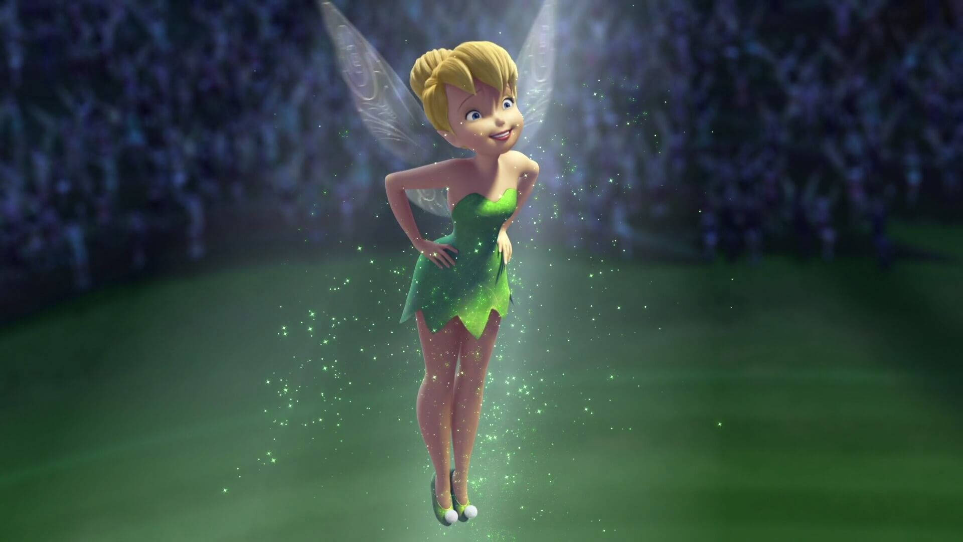 Tinkerbell, glowing green forest, sparkling dust, Full HD Desktop Wallpaper