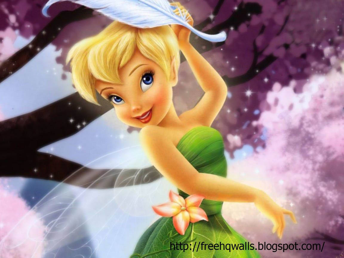Tinkerbell, blue feather, green dress, SD Desktop Wallpaper