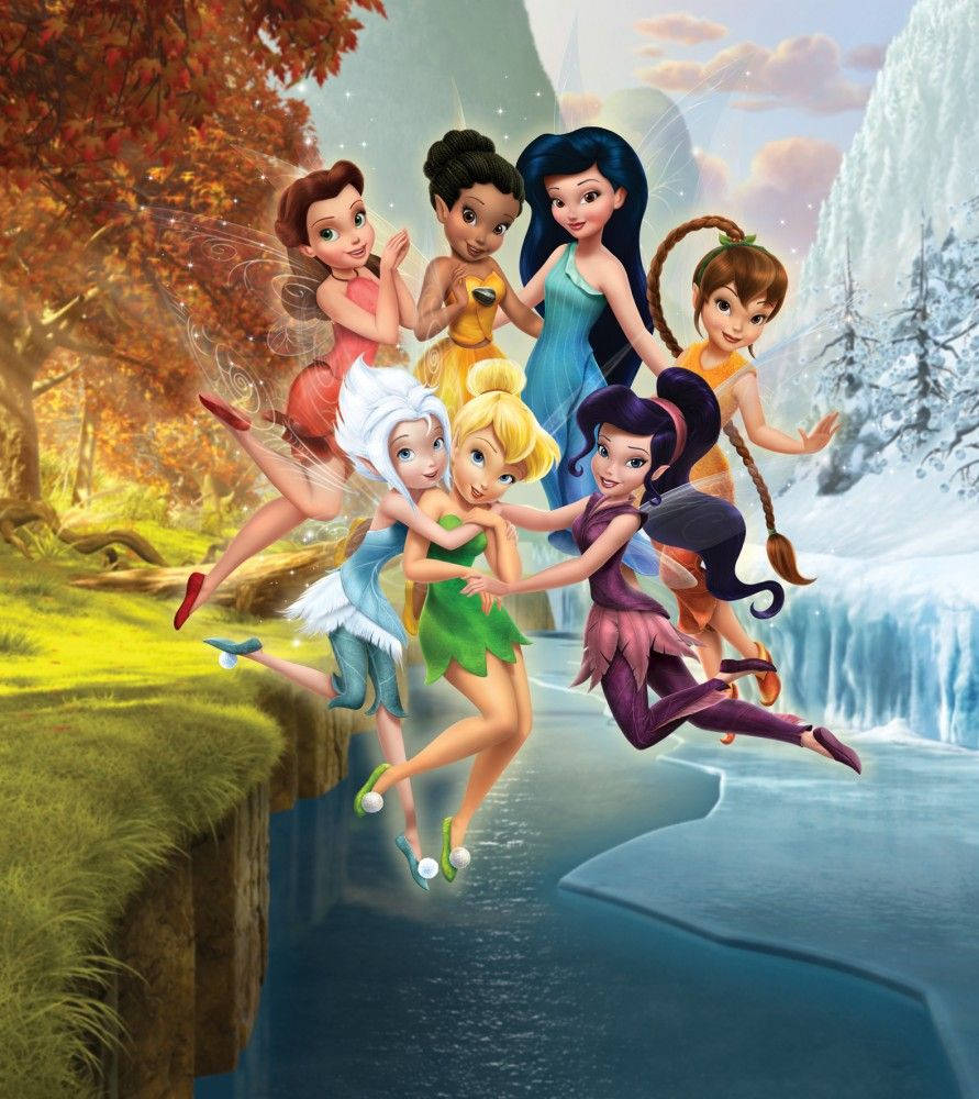Tinkerbell, her friends, autumn trees, SD Phone Wallpaper