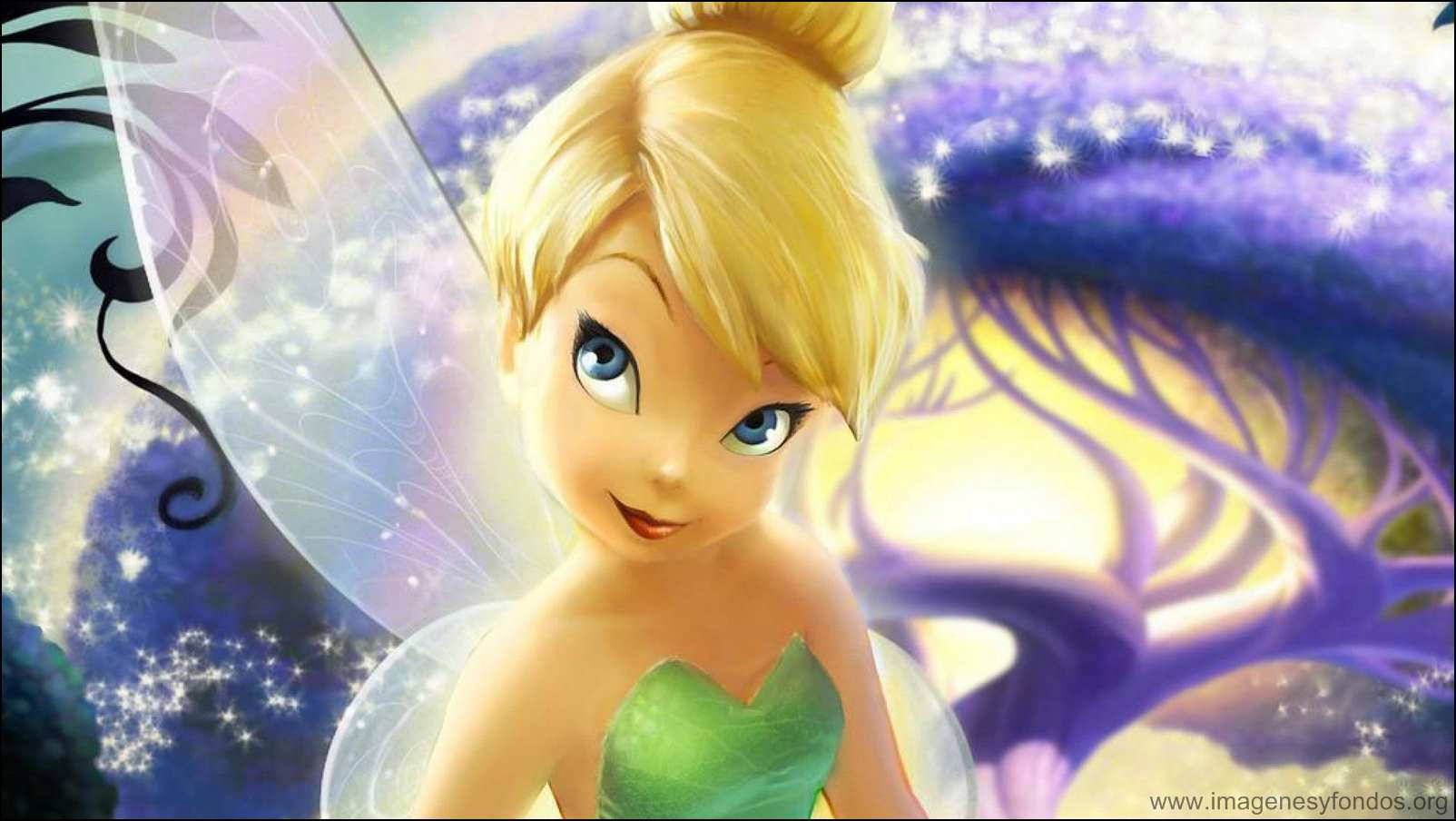 Tinkerbell, purple tree, glowing forest, HD Desktop Wallpaper