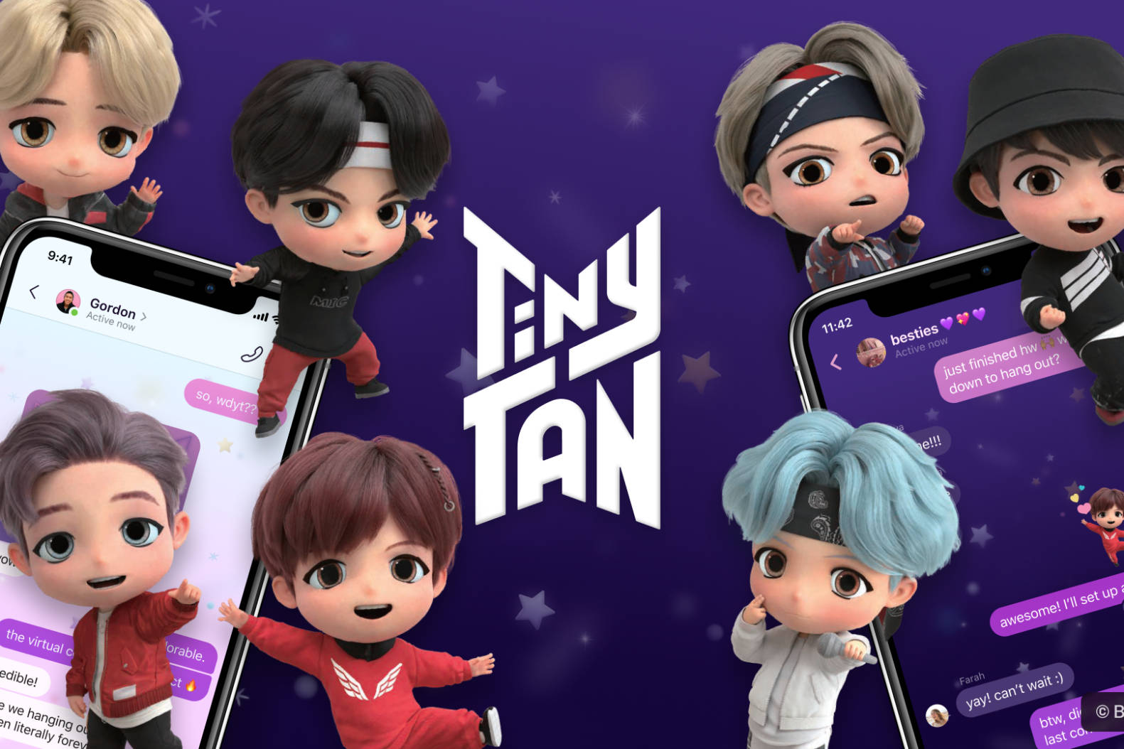 Tiny Tan, chibi-style animated characters, smartphones, HD Desktop Wallpaper