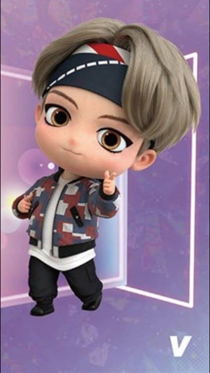 Tiny Tan BTS V, chibi anime boy, blonde hair, HD Phone Wallpaper