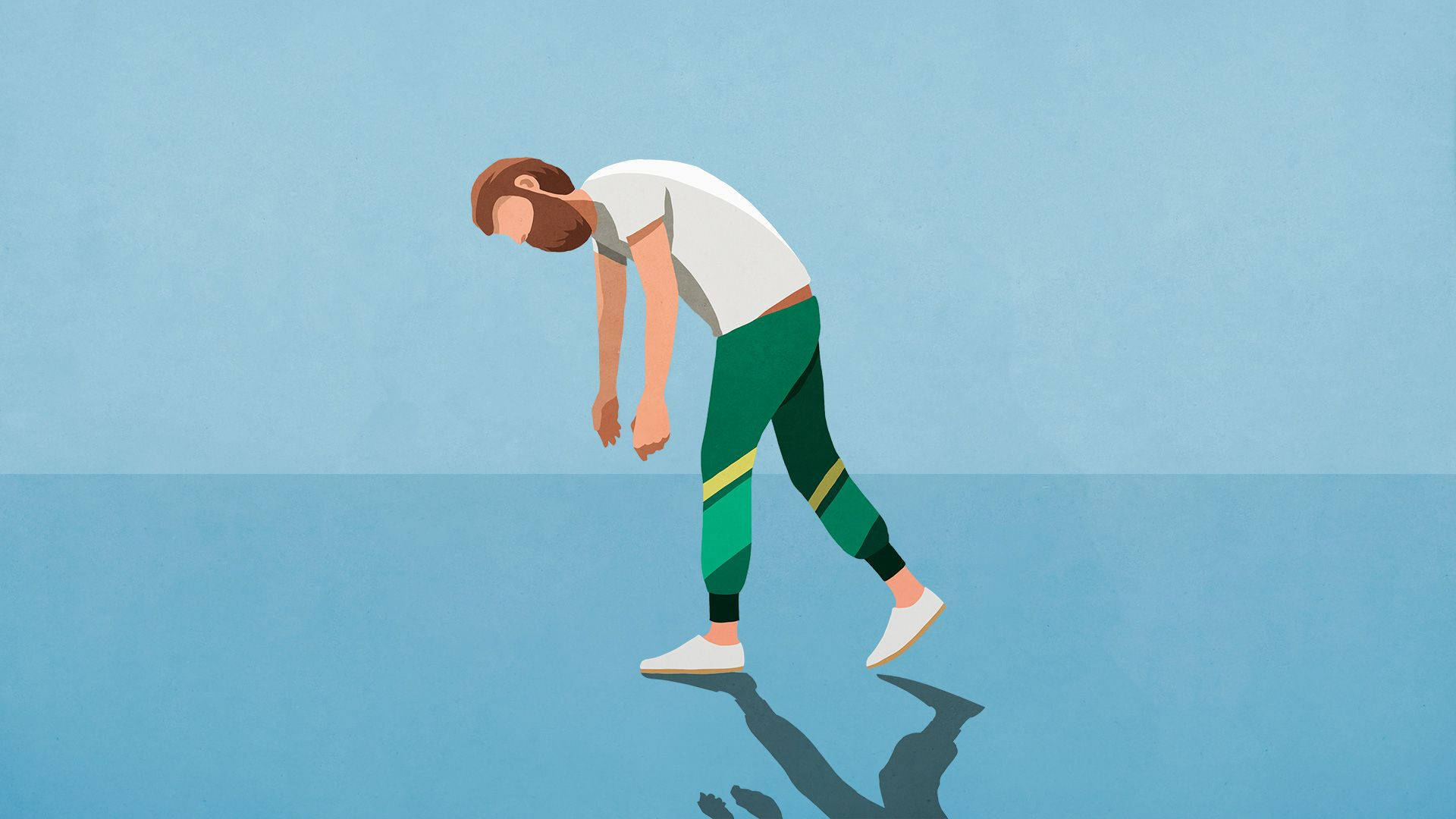 lethargic tired man cartoon, white shirt, green pants, Full HD Desktop Wallpaper