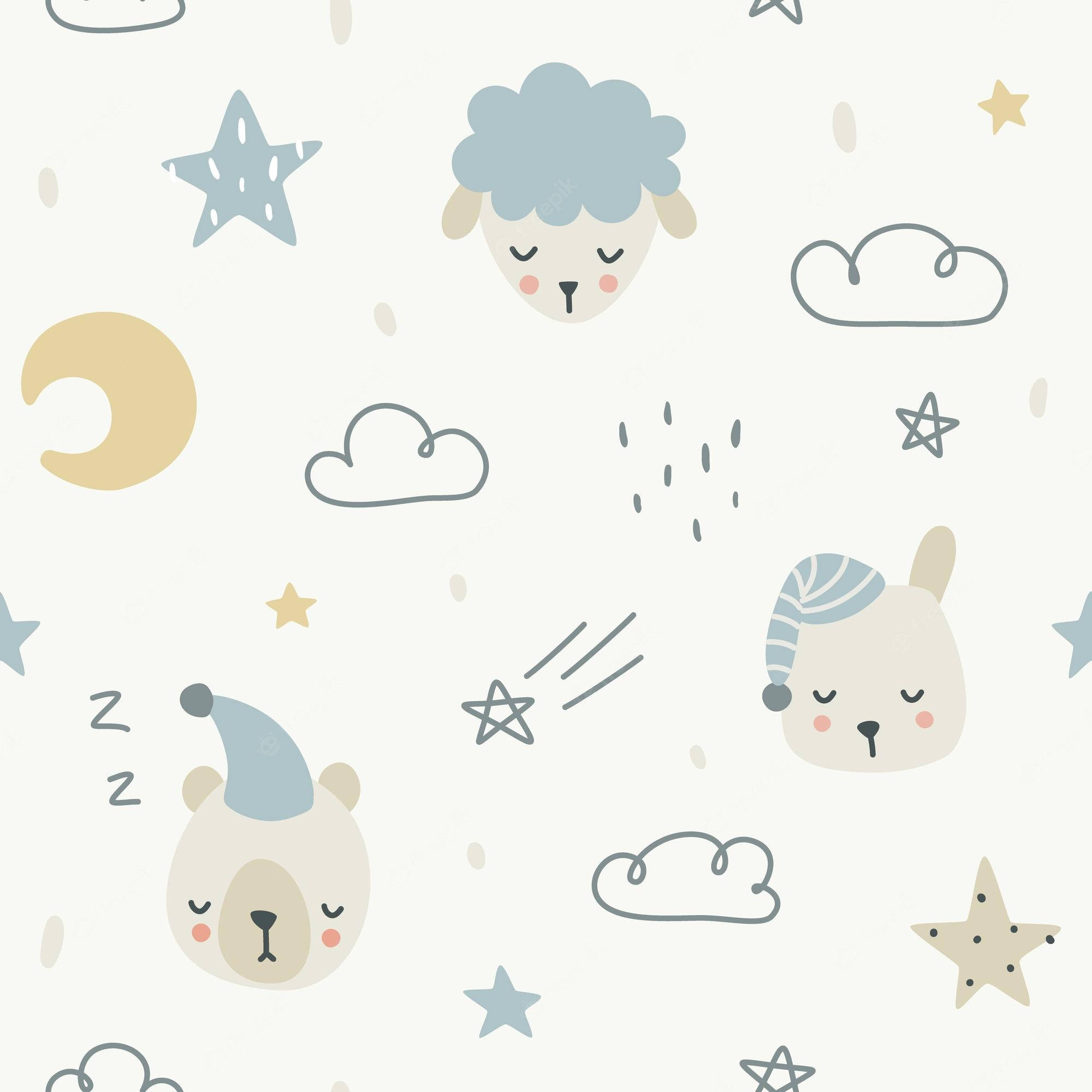 lethargic, sleepy, pastel nursery pattern, Full HD Desktop Wallpaper