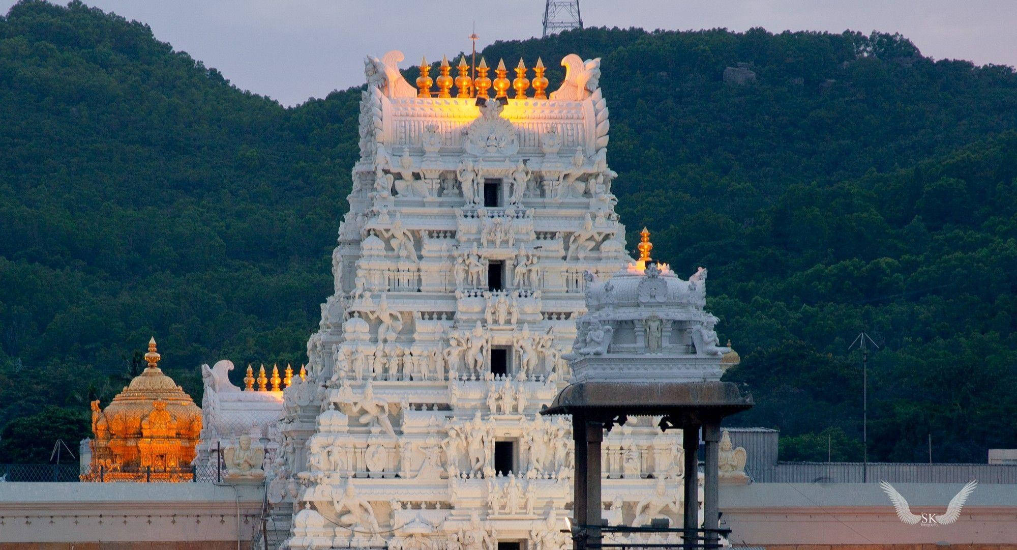 Tirupati Balaji, evening temple, white temple, Full HD Desktop Wallpaper