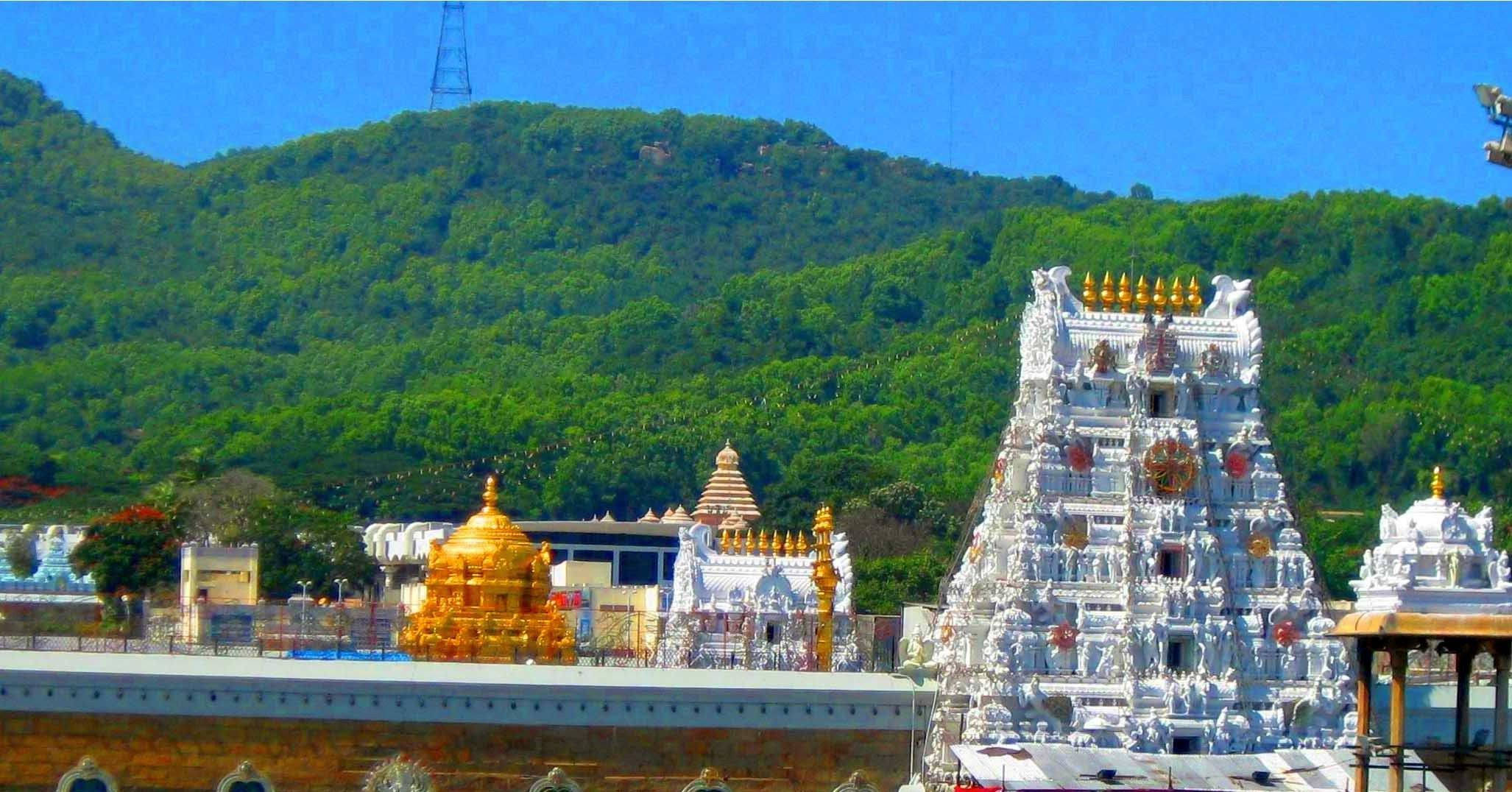 Tirupati Balaji, white temple, golden domes, Full HD Desktop Wallpaper