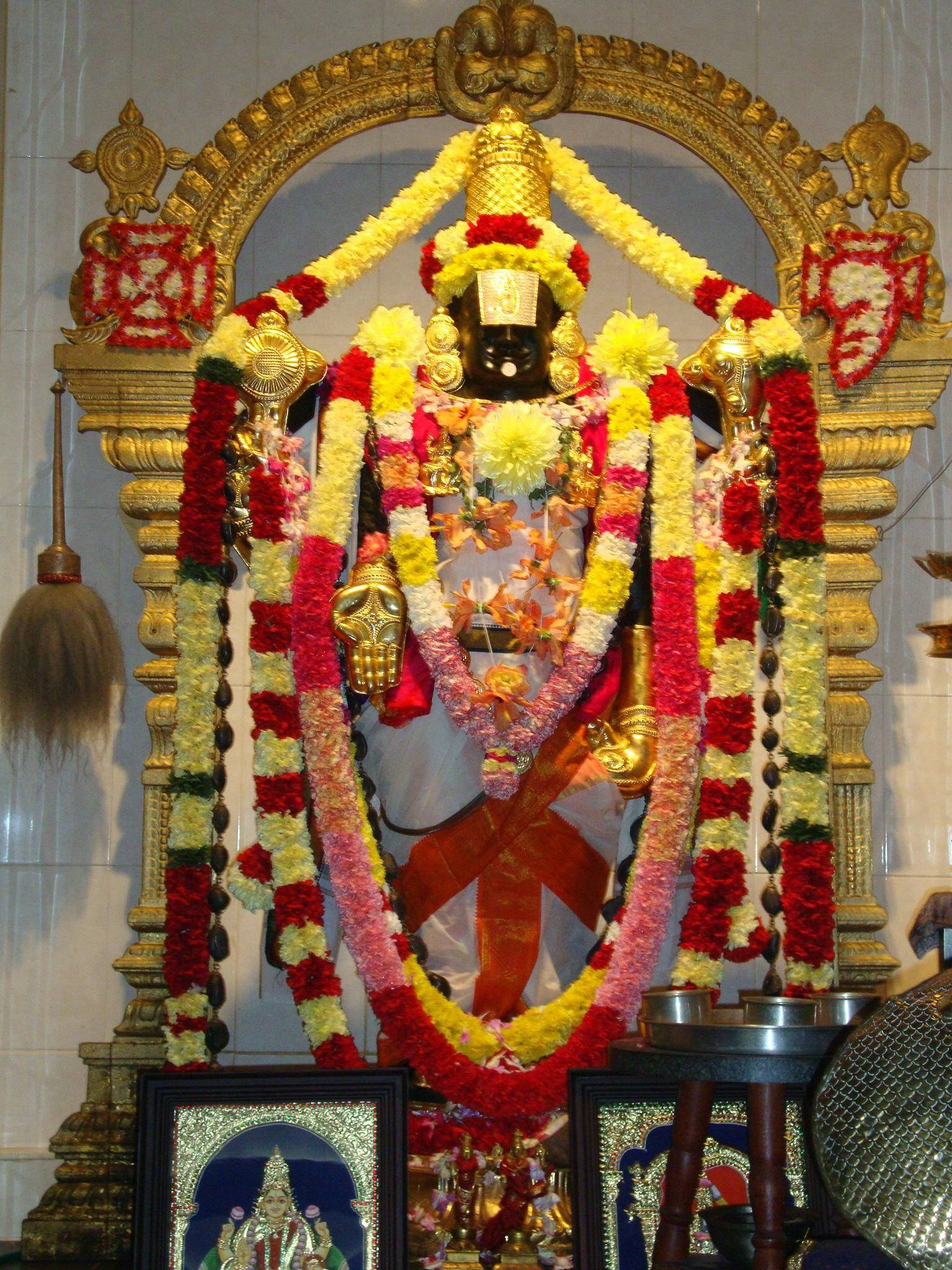 Tirupati Balaji, huge statue, dark-skinned Hindu deity, Full HD Phone Wallpaper