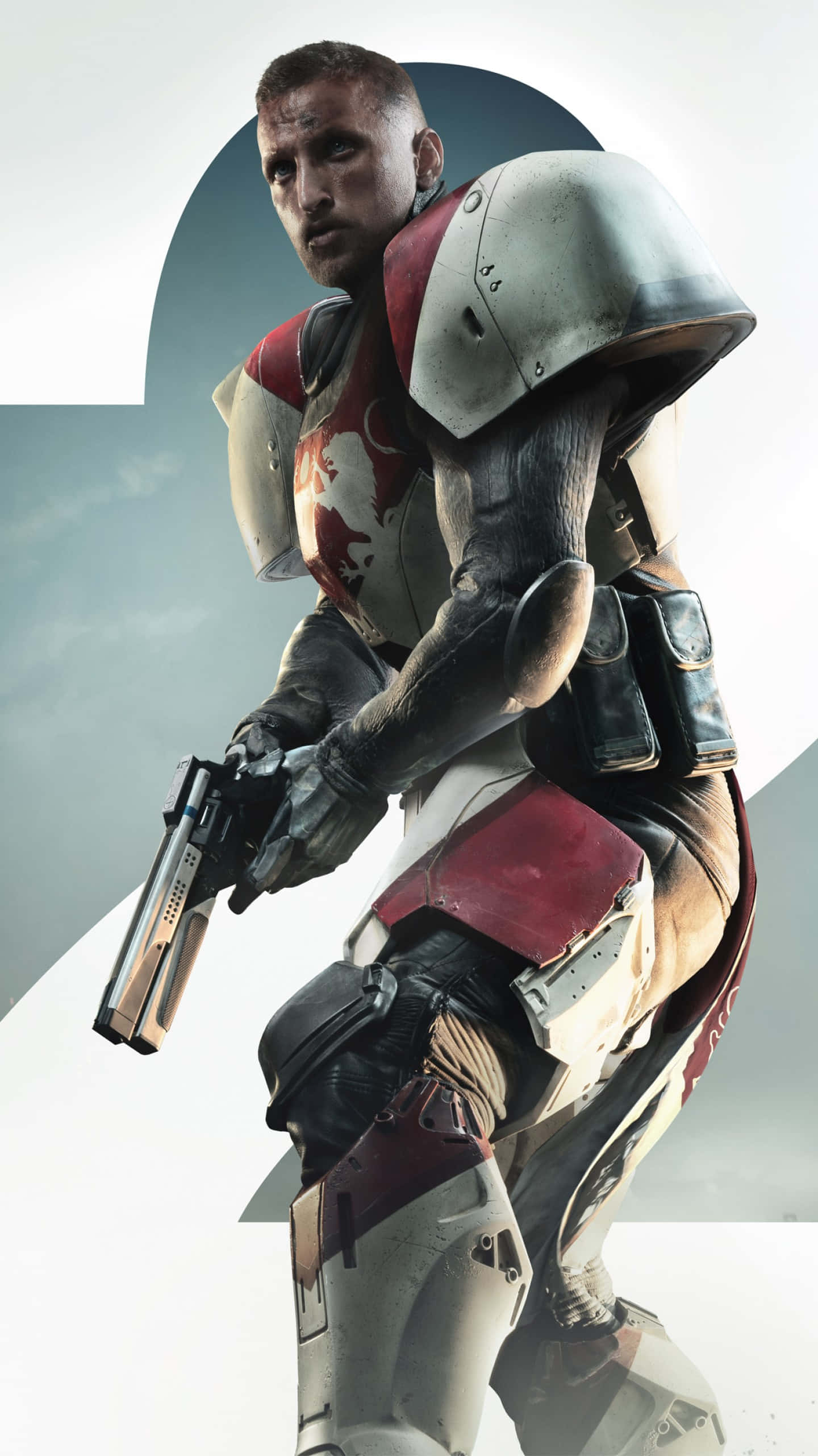 Titan Destiny 2 4K, red and white armor, pistol, 2K Phone Wallpaper