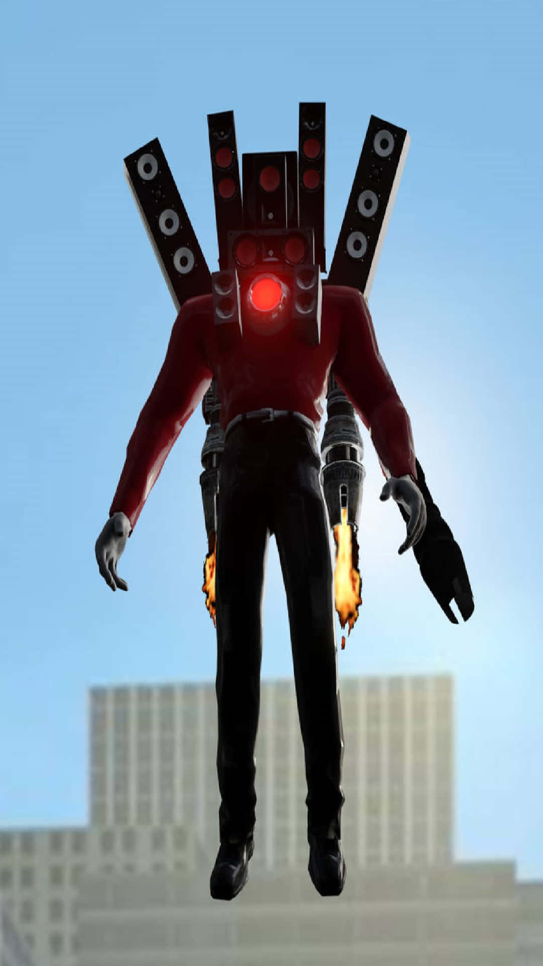 Titan Speaker Man, red humanoid robot, glowing eyes, Full HD Phone Wallpaper