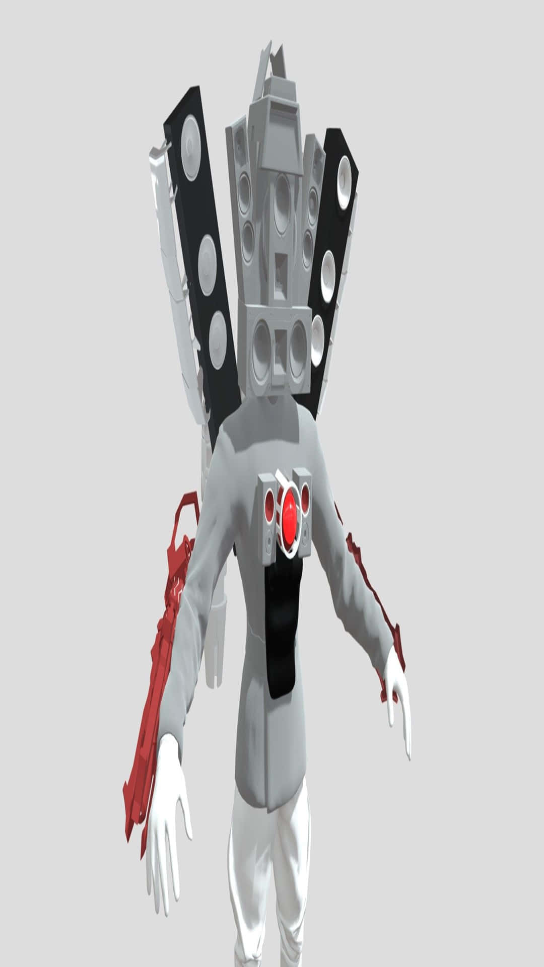Titan Speaker Man, gray humanoid figure, complex mechanical head, Full HD Phone Wallpaper