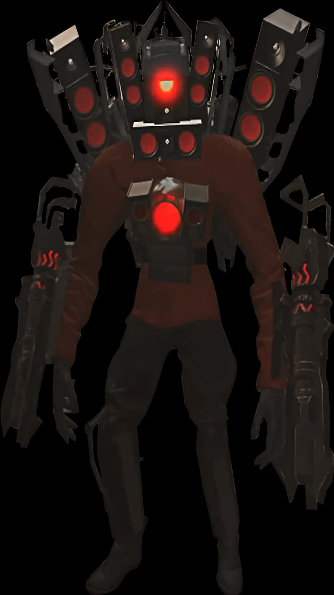 Titan Speaker Man, glowing red eyes, mechanical arms, Full HD Phone Wallpaper