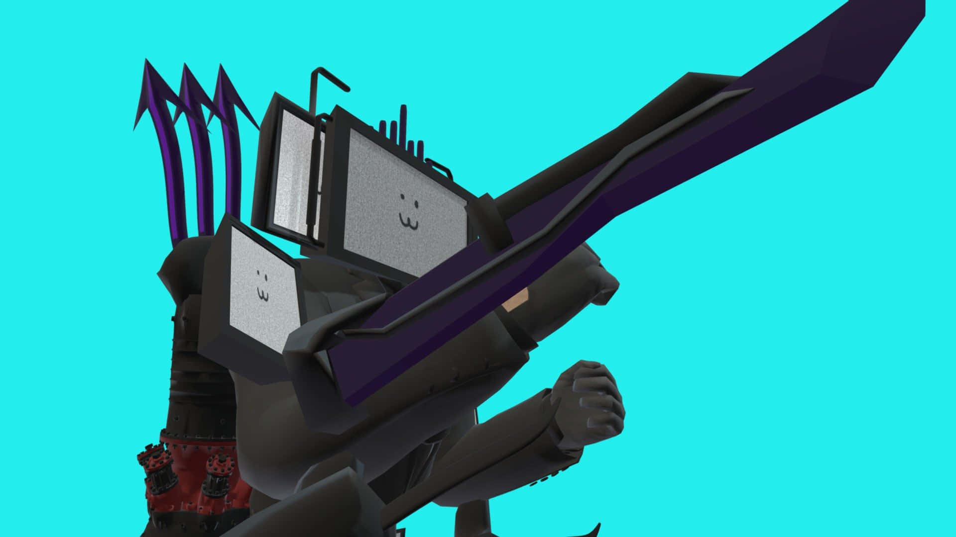 Titan T V Man, TV screens for eyes, massive purple sword, Full HD Desktop Wallpaper