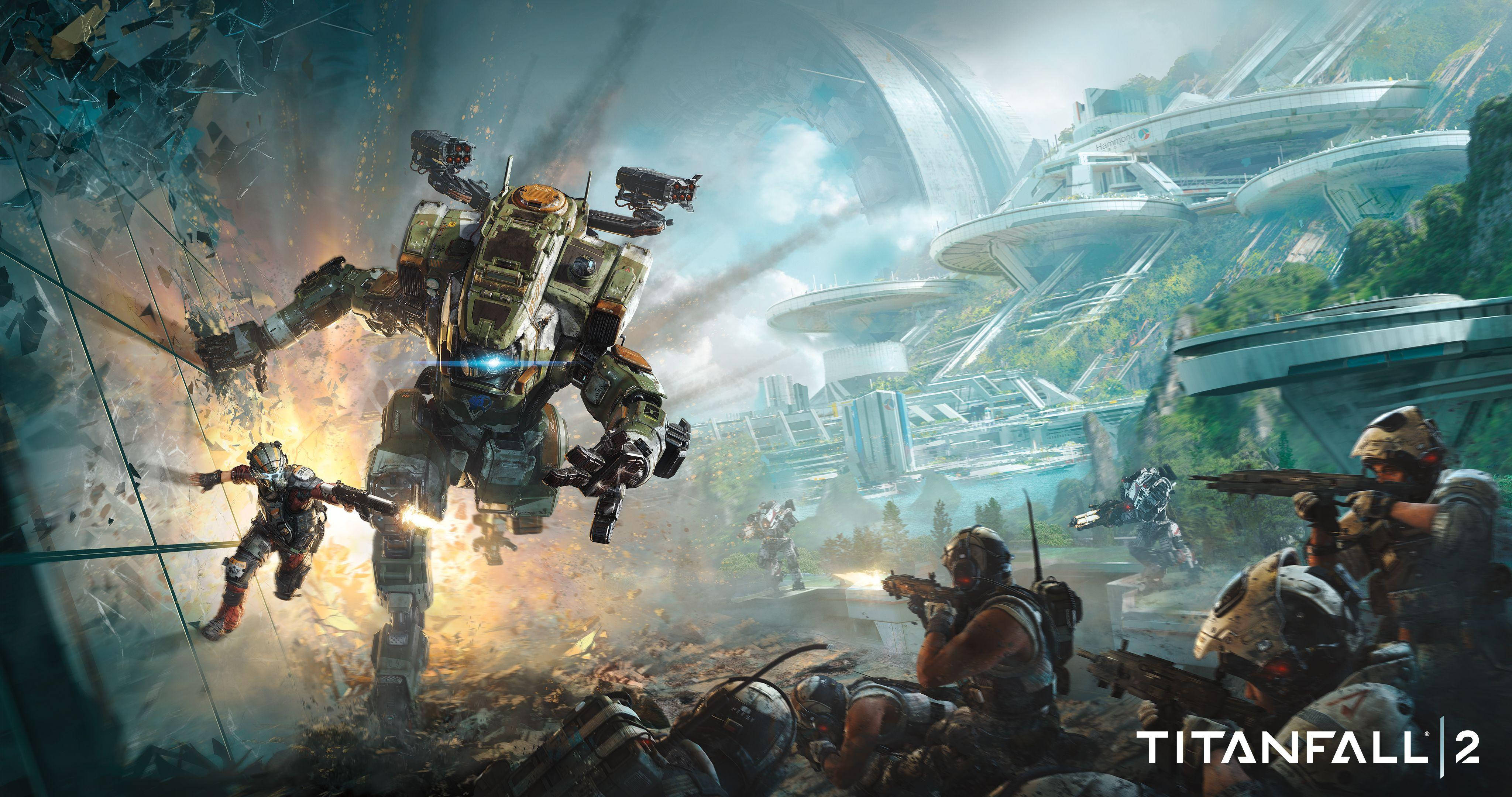 Titanfall 2, giant mech, soldiers, 4K Desktop Wallpaper
