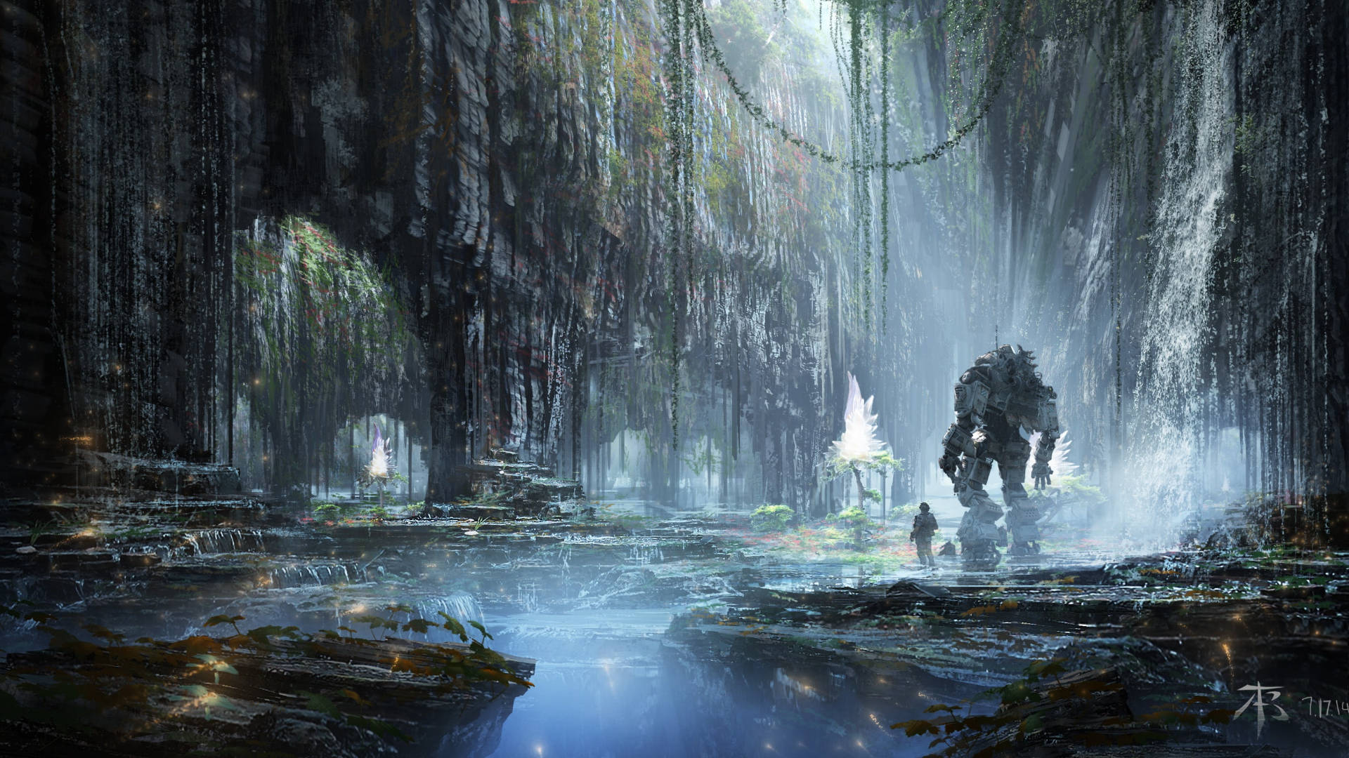 Titanfall, swamp, mechanical giant, Full HD Desktop Wallpaper