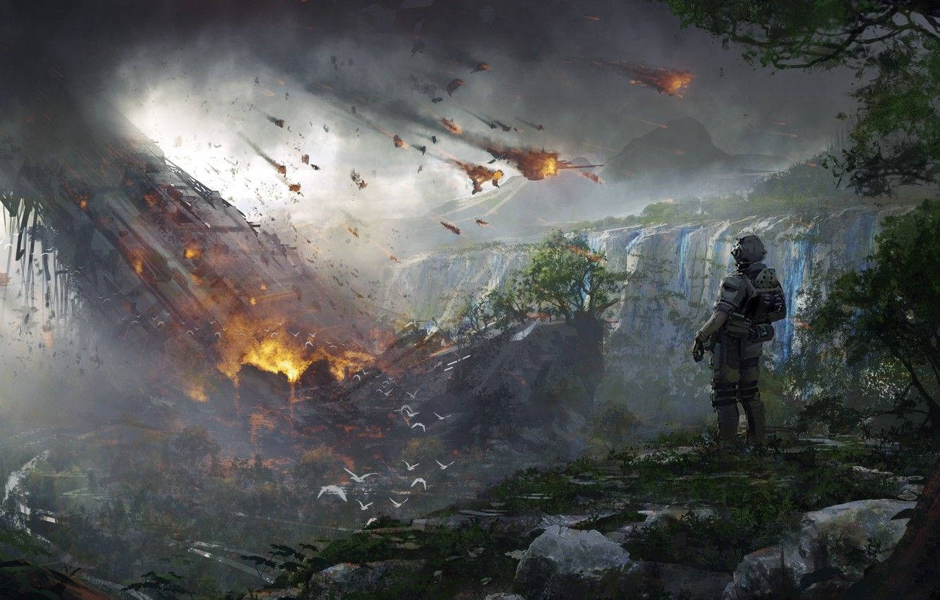 Titanfall 2, crashed battleship, futuristic armor, HD Desktop Wallpaper