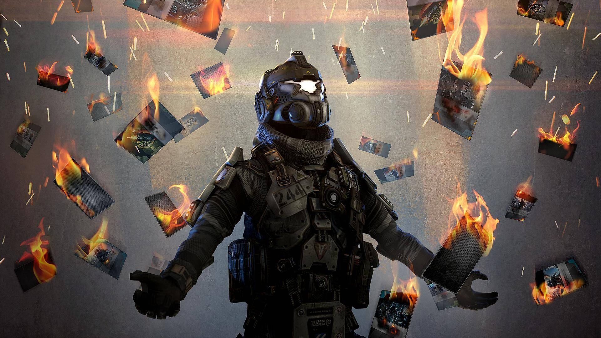 Titanfall, tactical gear, floating burning photographs, Full HD Desktop Wallpaper