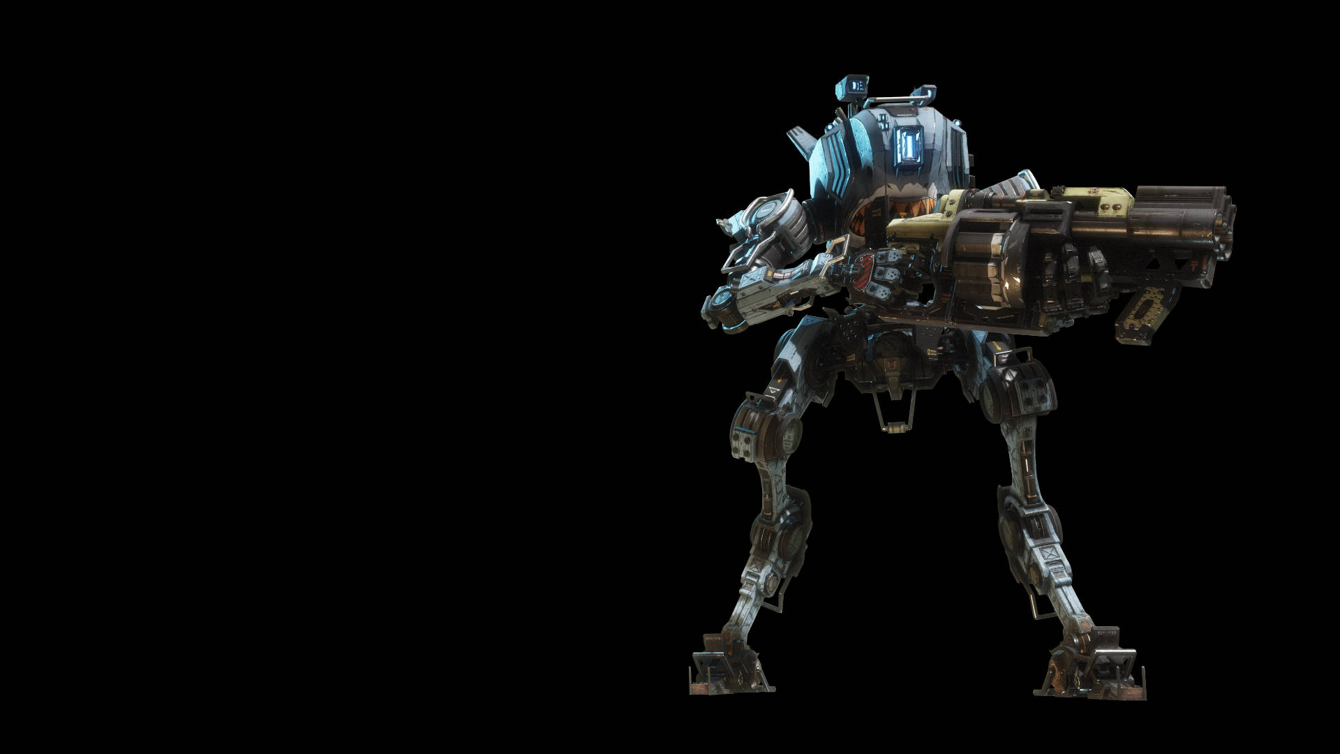 Titanfall, mecha gun, glowing blue accents, Full HD Desktop Wallpaper