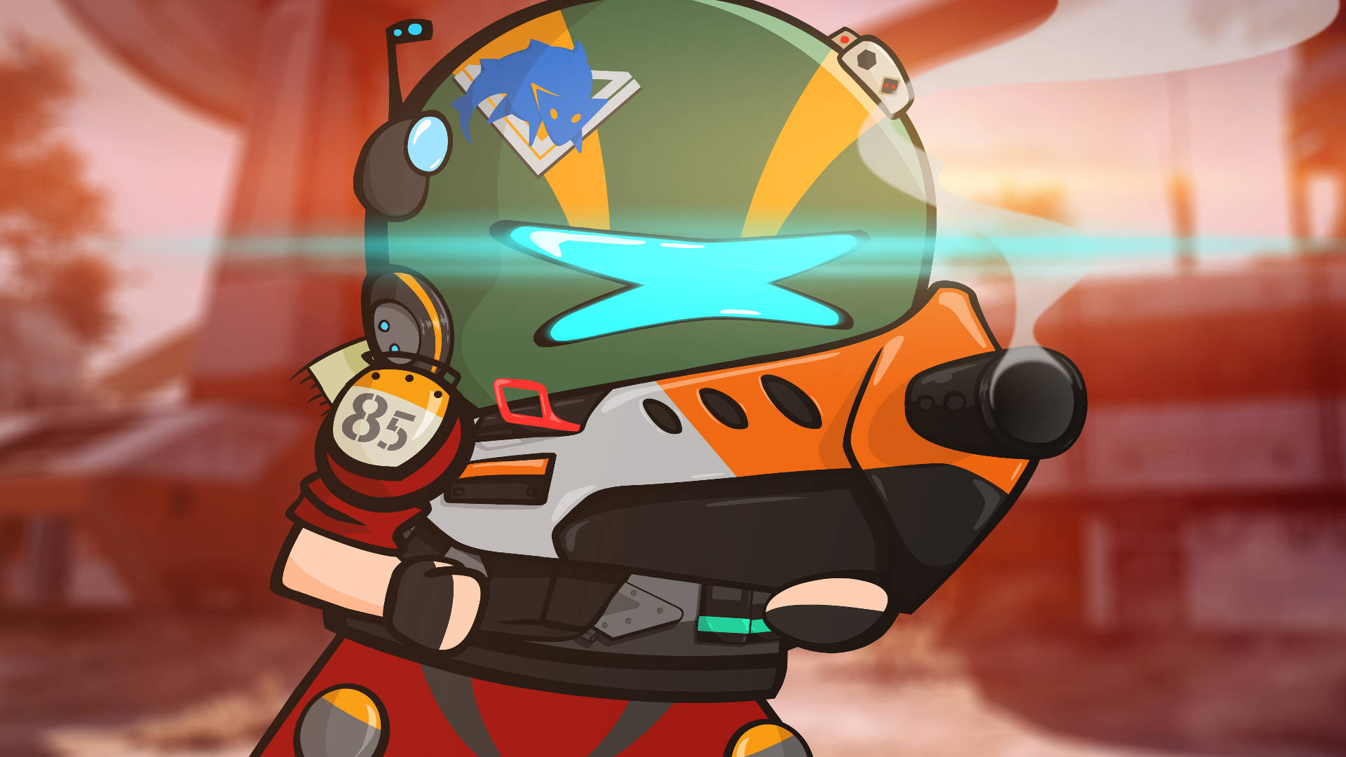 Titanfall, chibi-style pilot, green helmet, Full HD Desktop Wallpaper