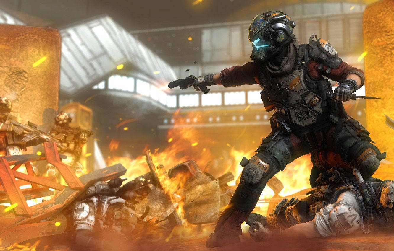 Titanfall, futuristic armor, pistol, HD Desktop Wallpaper