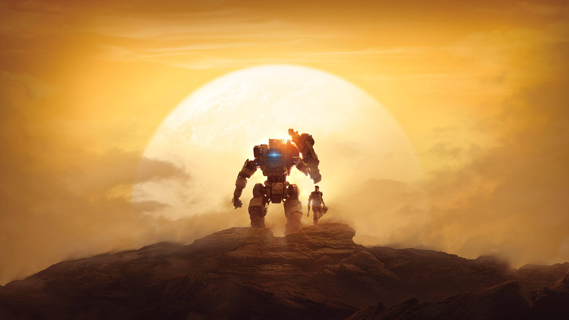 Titanfall, sunrise, giant robot, Full HD Desktop Wallpaper