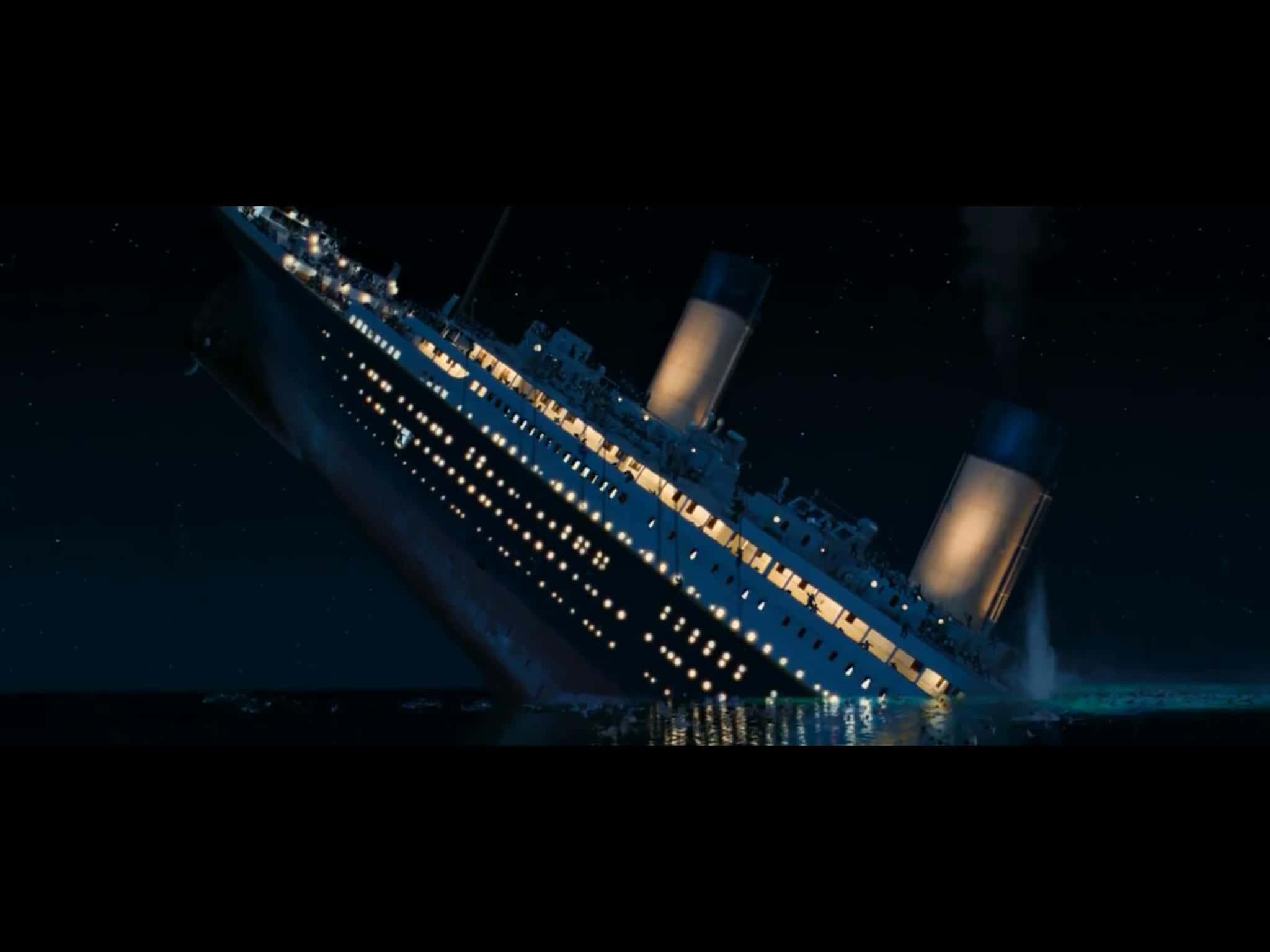 Titanic Wreck, underwater, glowing windows, Full HD Desktop Wallpaper