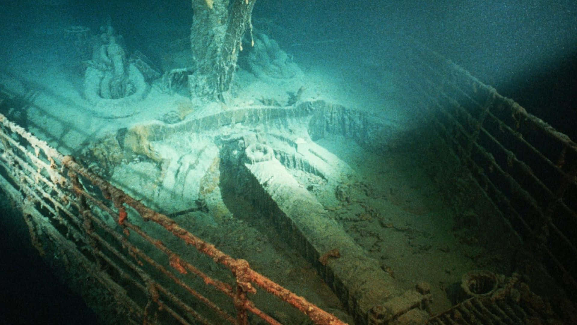 Titanic Wreck, rusted hull, skeletal staircase, Full HD Desktop Wallpaper