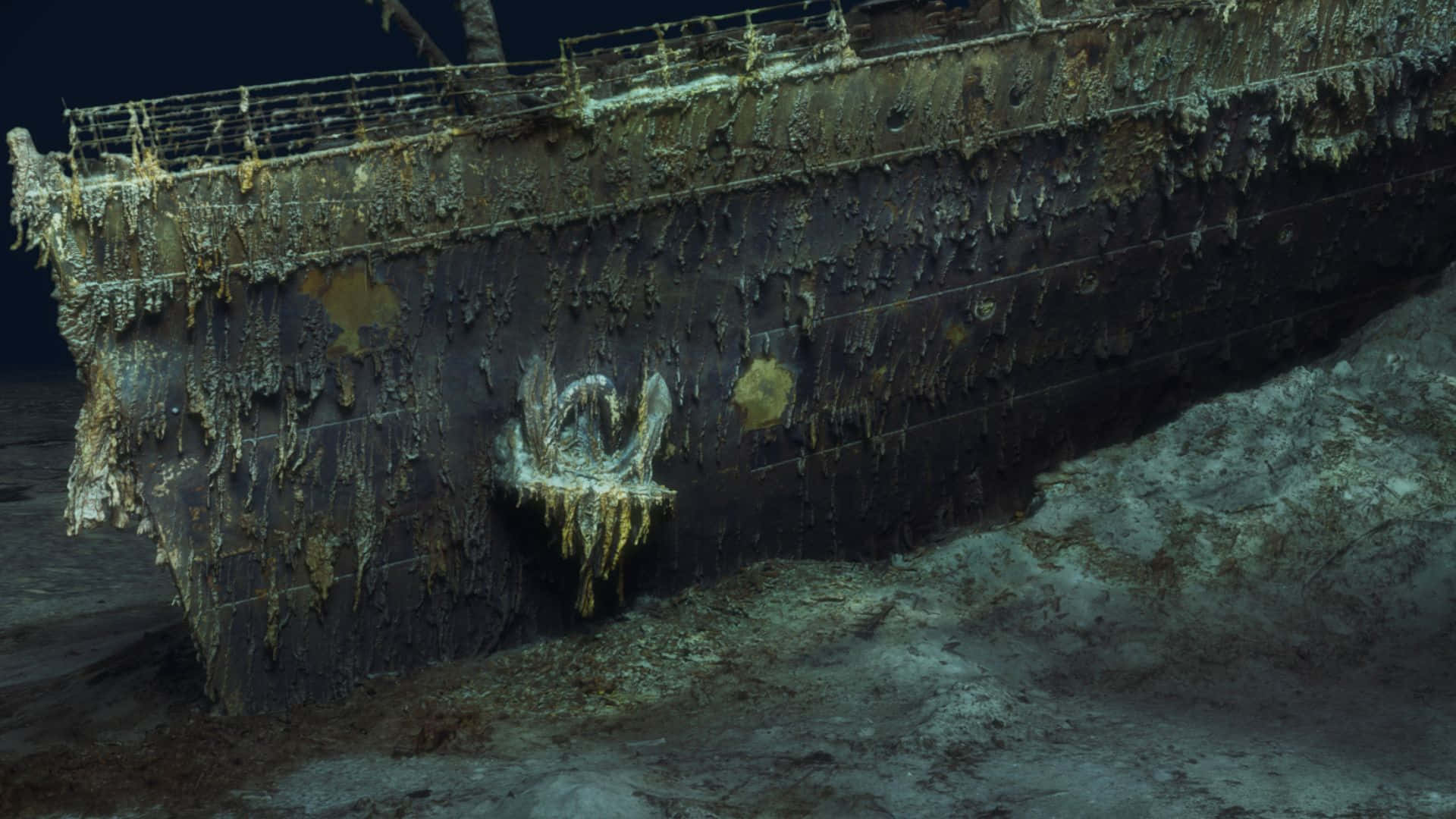 Titanic Wreck, rusted shipwreck, marine growth, Full HD Desktop Wallpaper