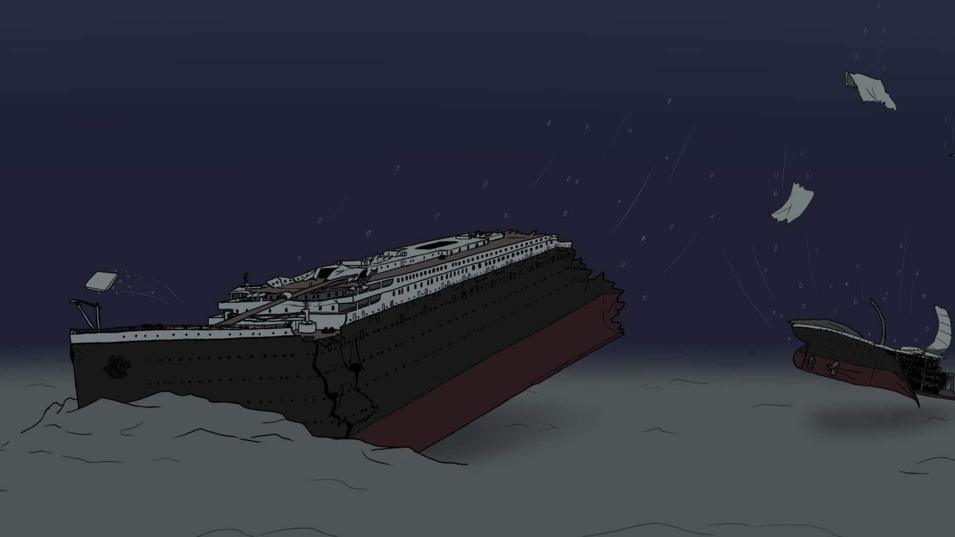 Titanic, sinking ocean liner, broken hull, Full HD Desktop Wallpaper