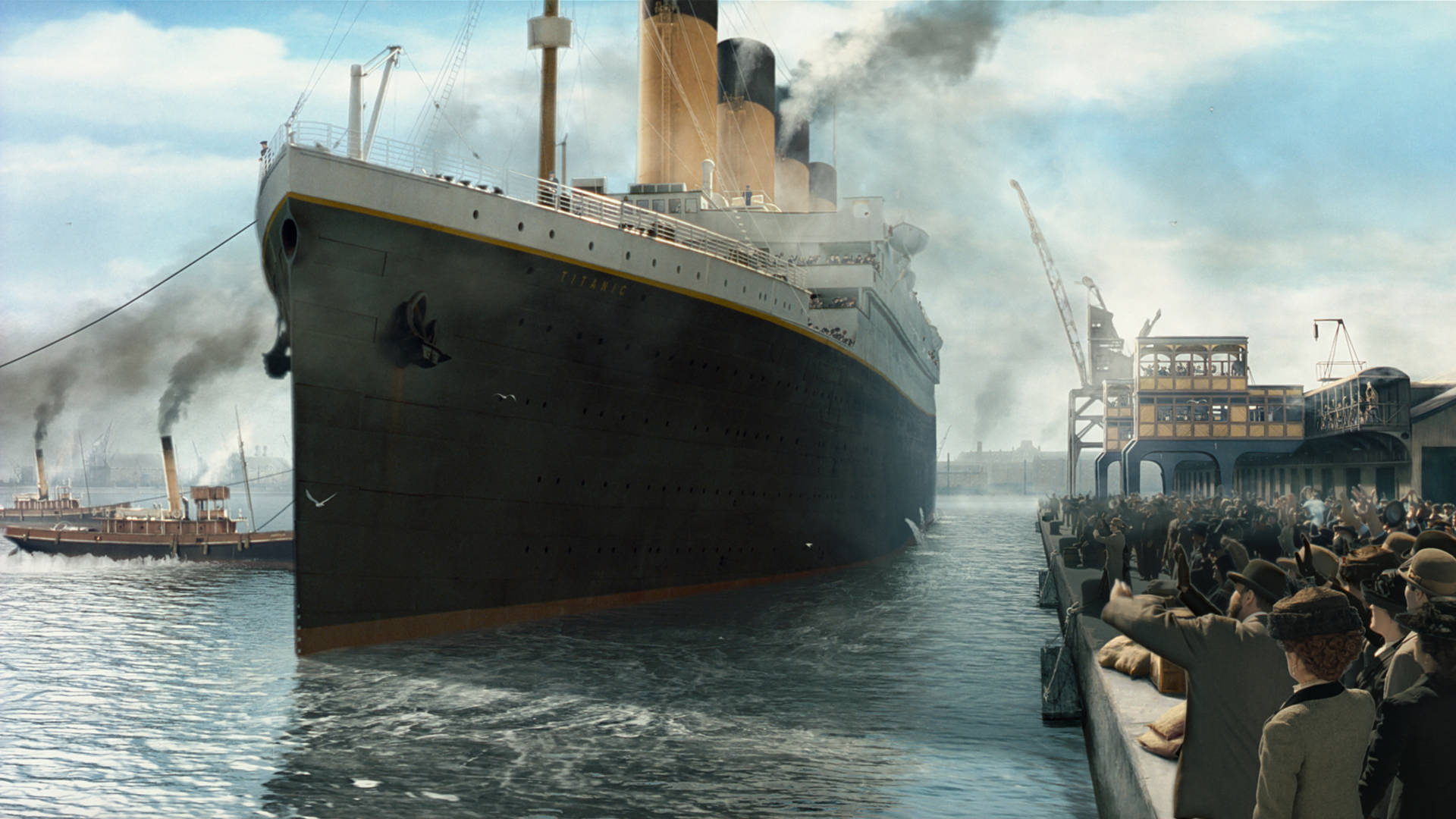 Titanic, ocean liner, smokestacks, Full HD Desktop Wallpaper