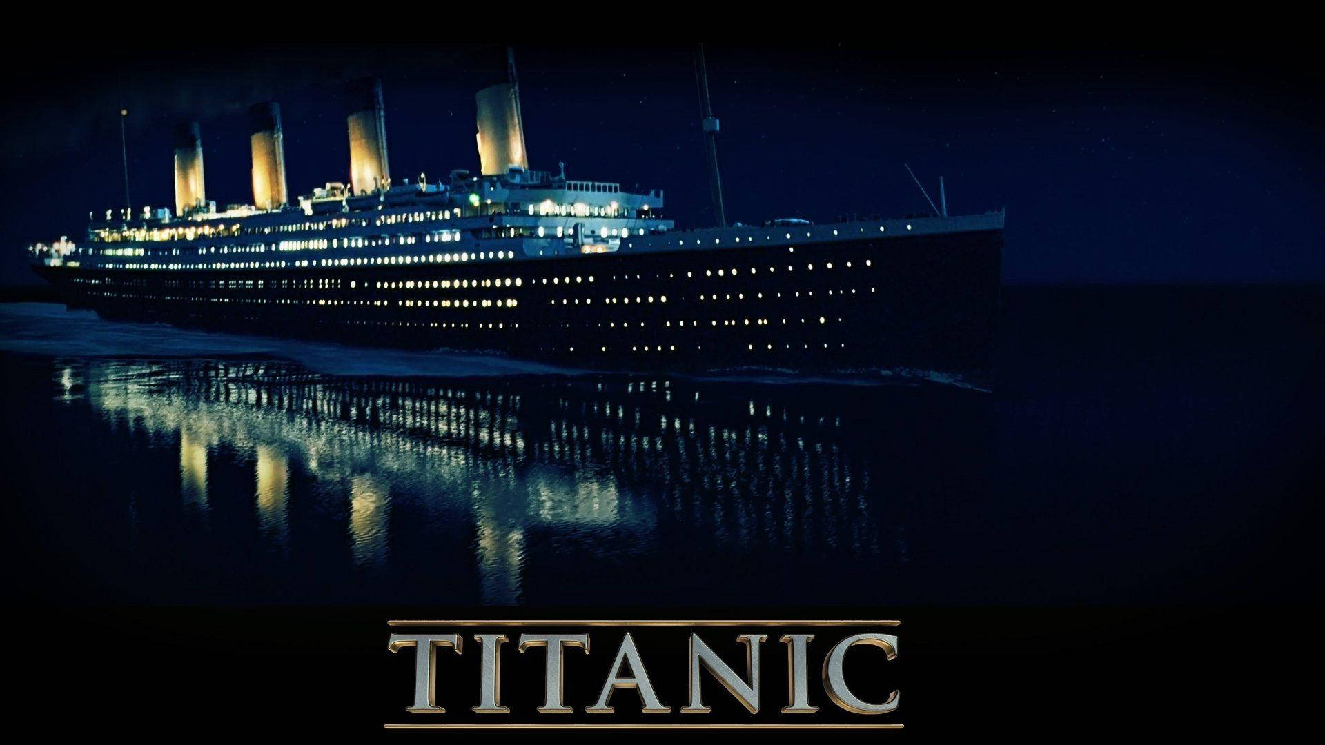 Titanic, starry night sky, calm ocean waters, Full HD Desktop Wallpaper