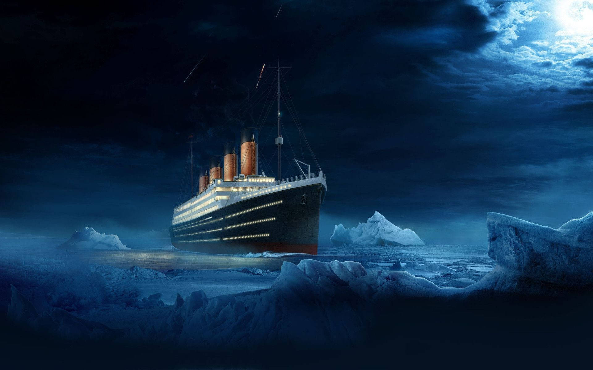 Titanic, ocean liner, icy waters, Full HD Desktop Wallpaper