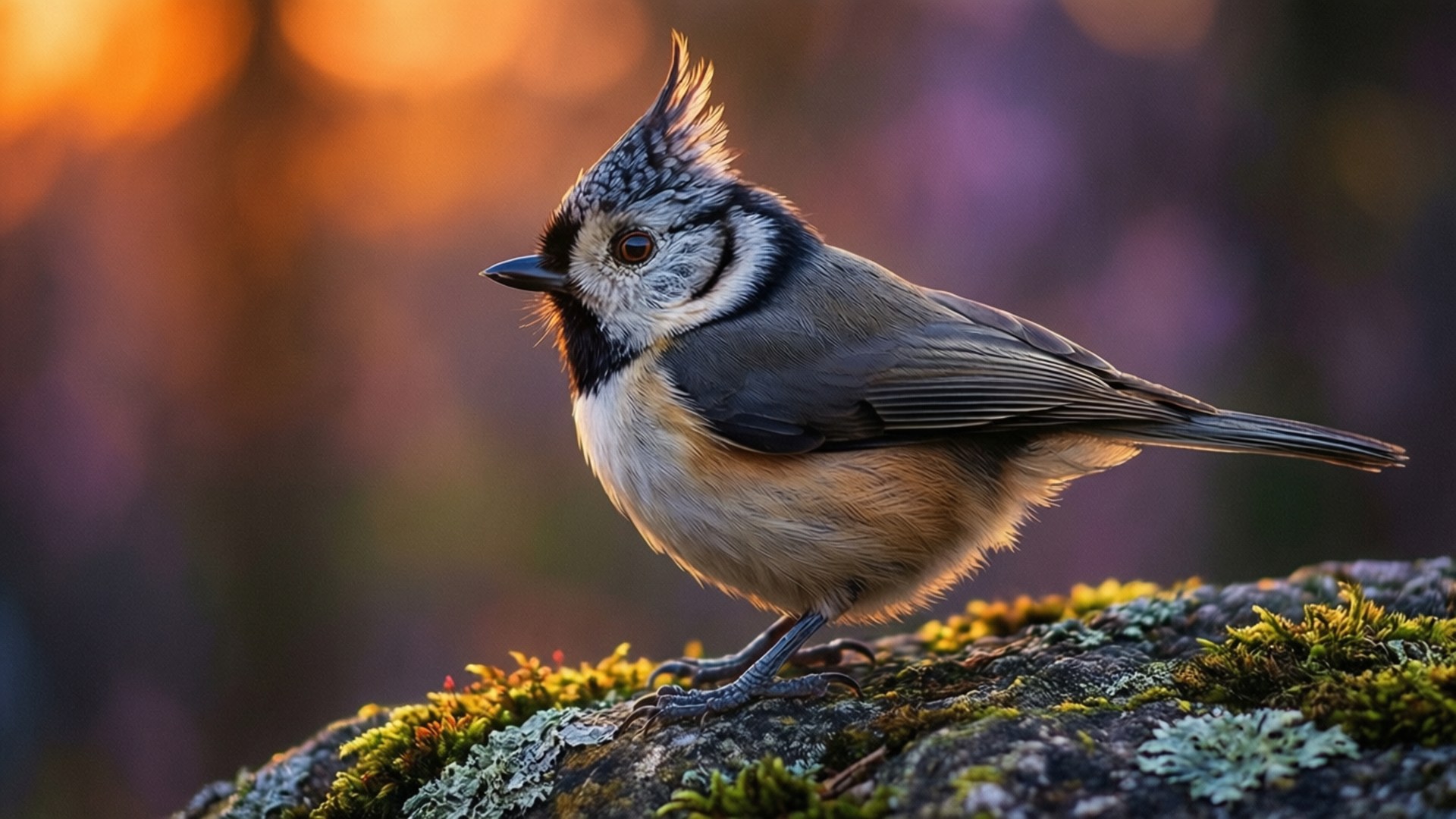 Titmouse, silhouette, sunset, Full HD Desktop Wallpaper