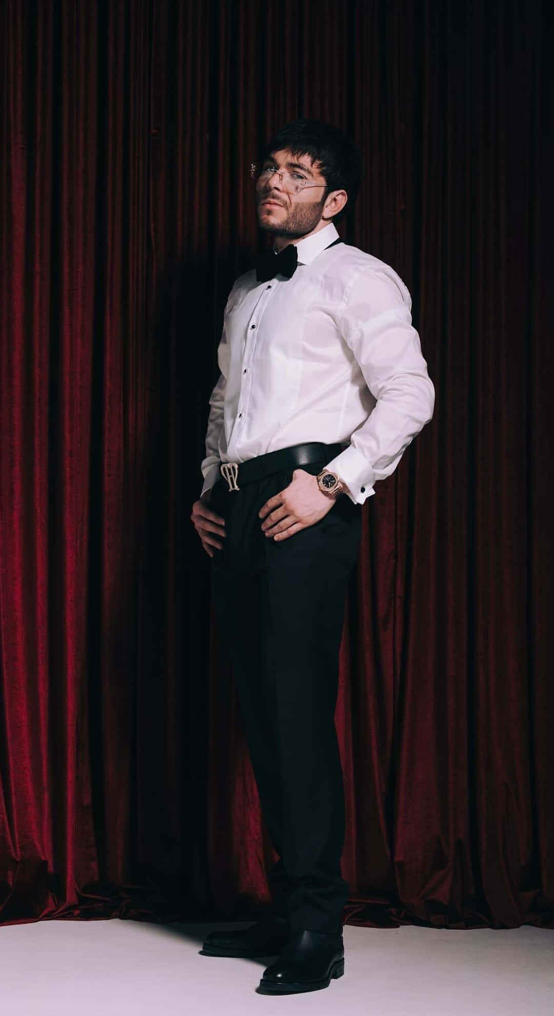 Tito Double P, white dress shirt, black bow tie, Full HD Phone Wallpaper