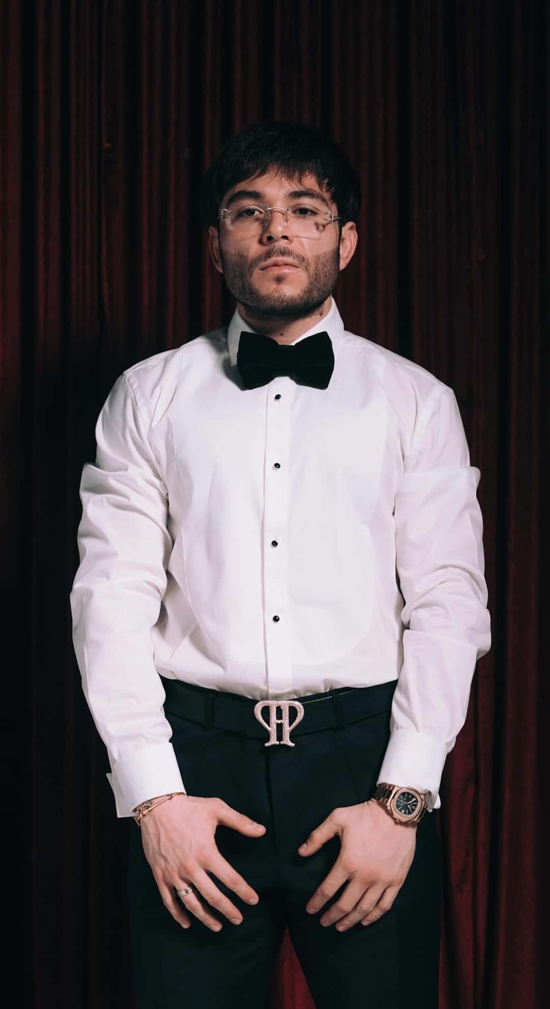 Tito Double P, white dress shirt, black bow tie, Full HD Phone Wallpaper