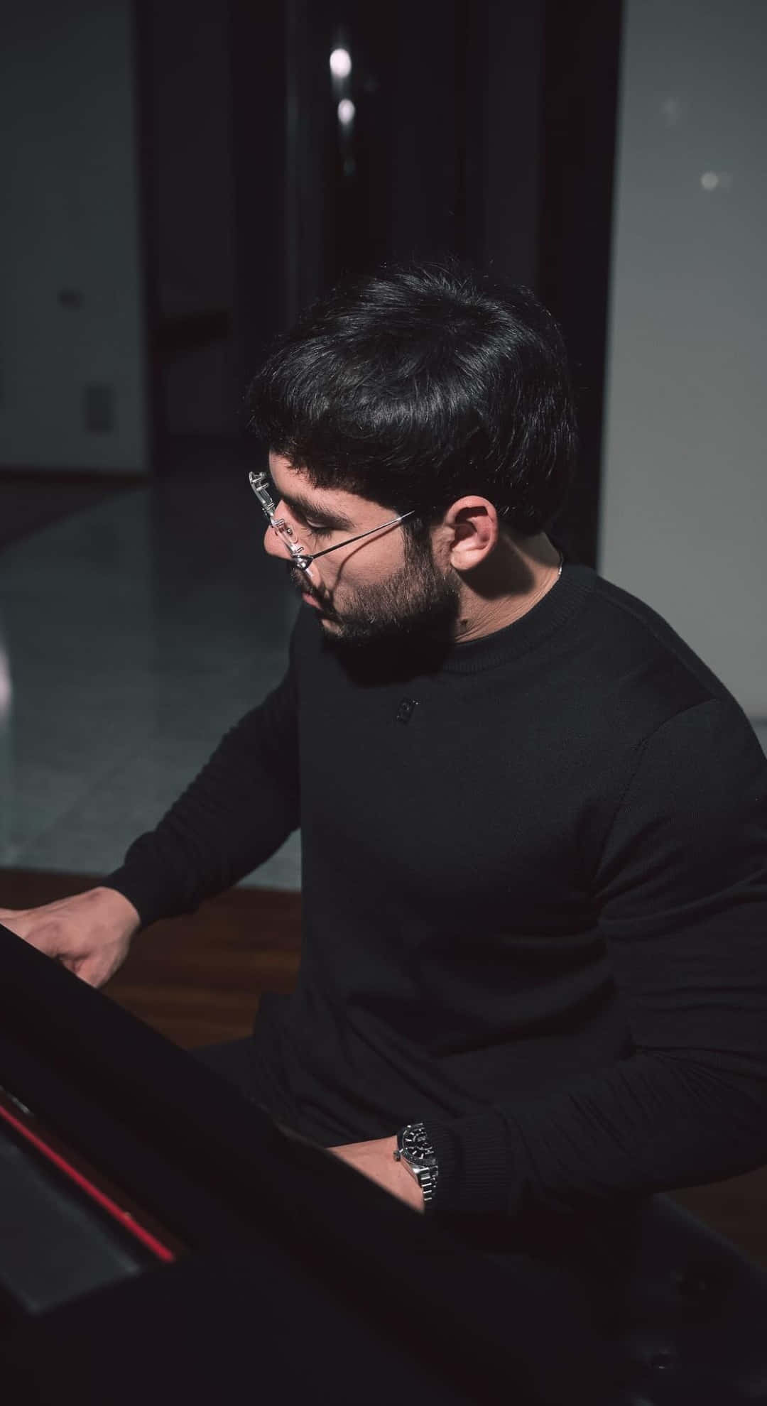 Tito Double P, black piano, dimly lit room, Full HD Phone Wallpaper