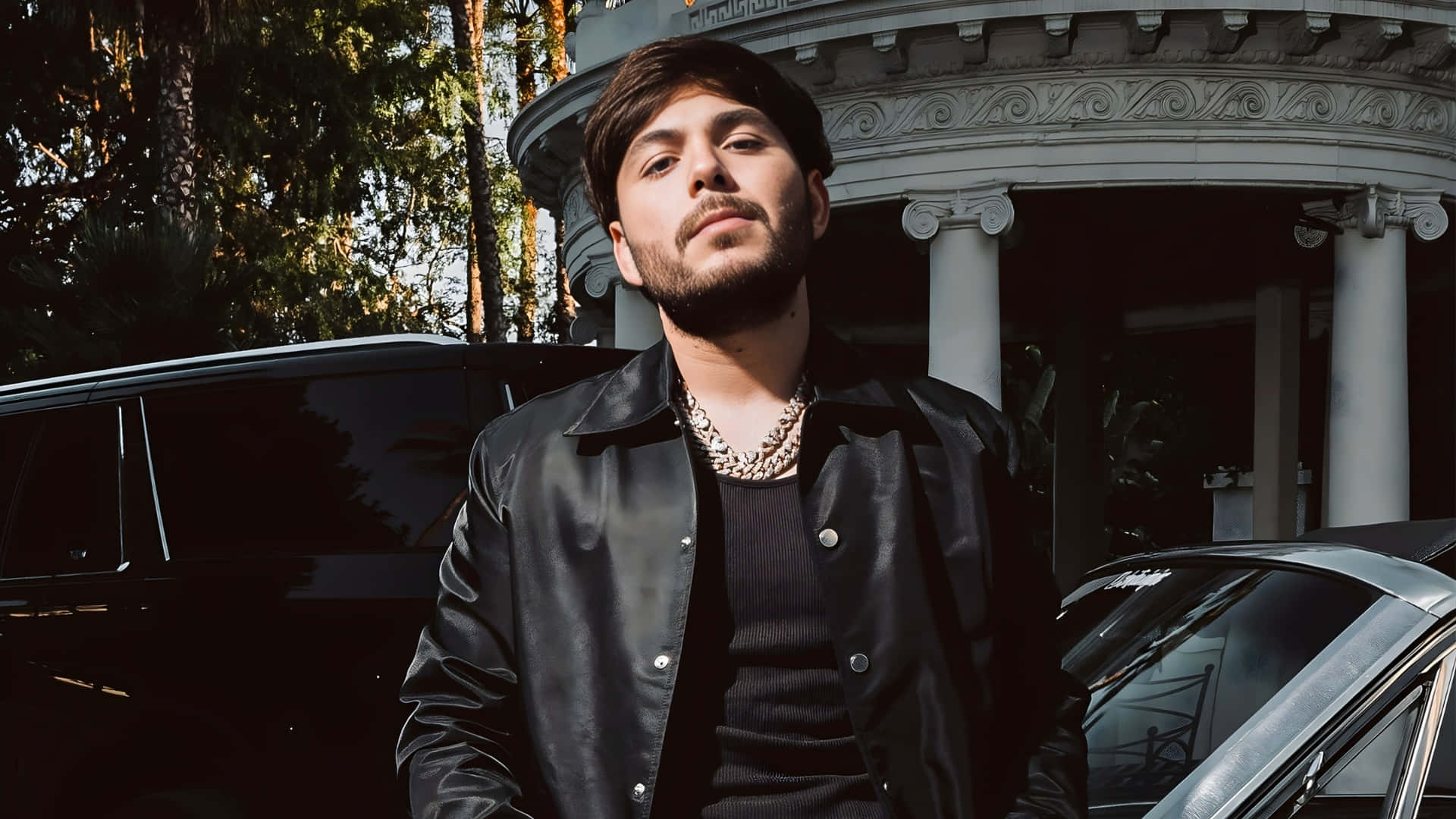 Tito Double P, black leather jacket, gold chain, Full HD Desktop Wallpaper