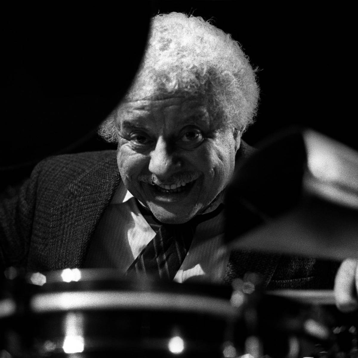 Tito Puente, curly white hair, drum cymbals, SD Desktop Wallpaper