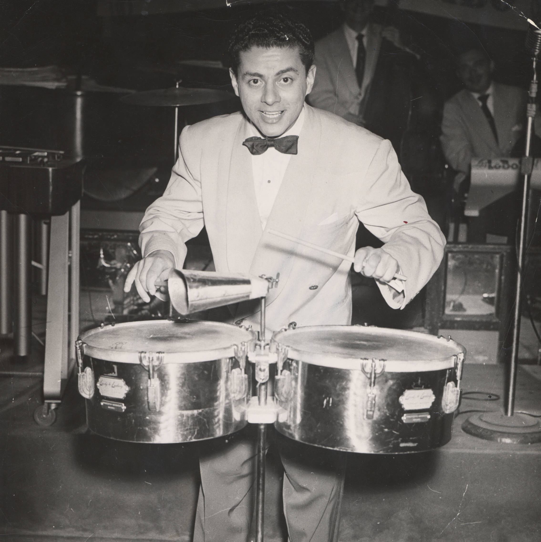 Tito Puente, conga drums, vintage stage, Full HD Phone Wallpaper