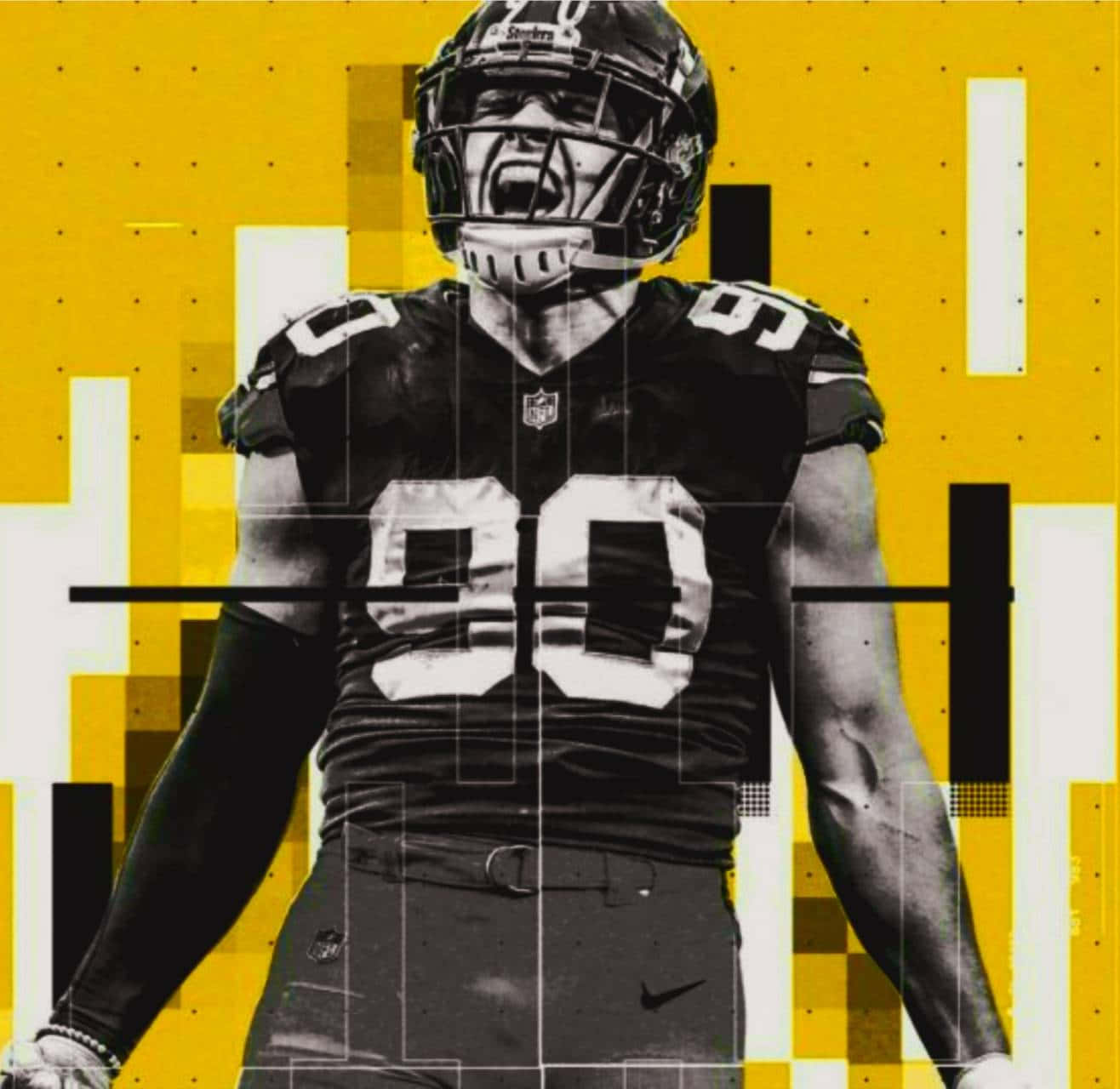 T.J. Watt, number 90, black and white, HD Desktop Wallpaper