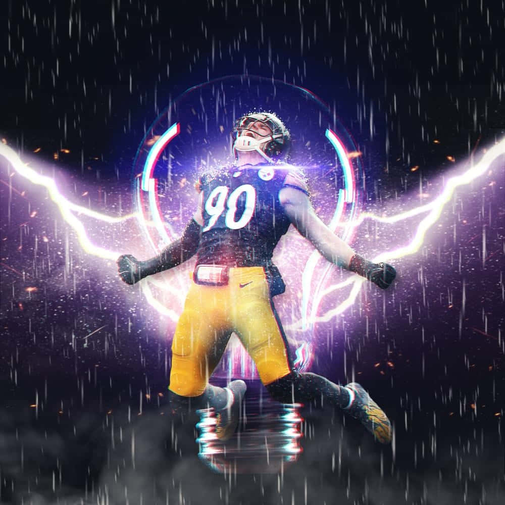 T.J. Watt, purple and gold uniform, rain, SD Desktop Wallpaper