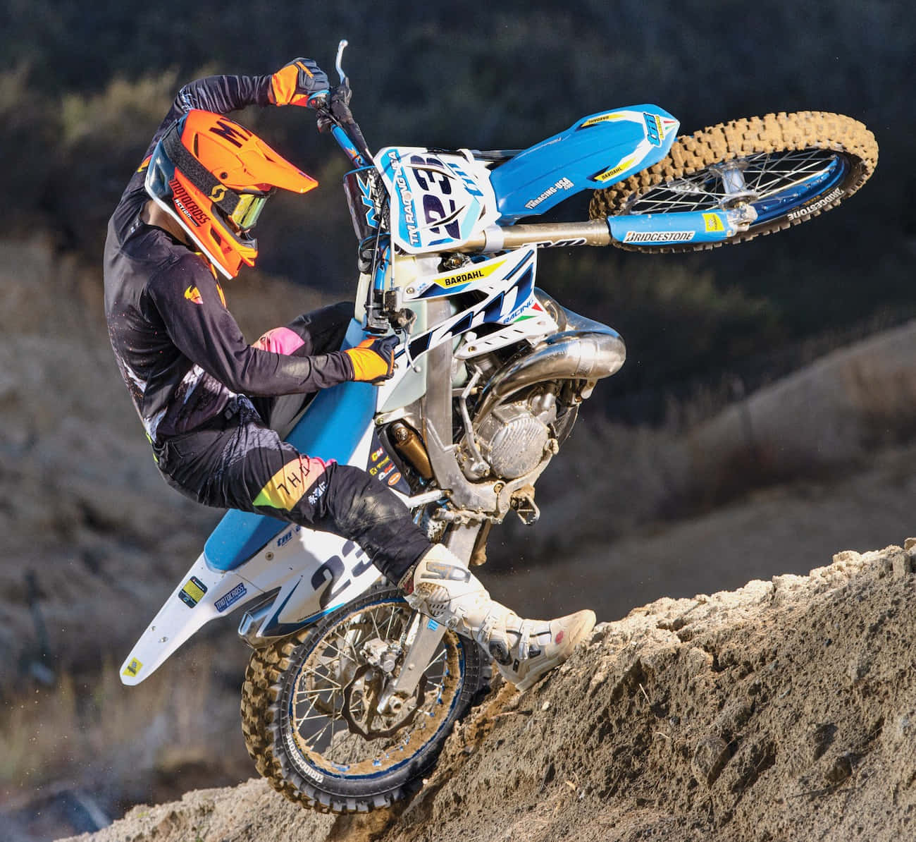 T M Racing, motocross rider, orange helmet, HD Desktop Wallpaper