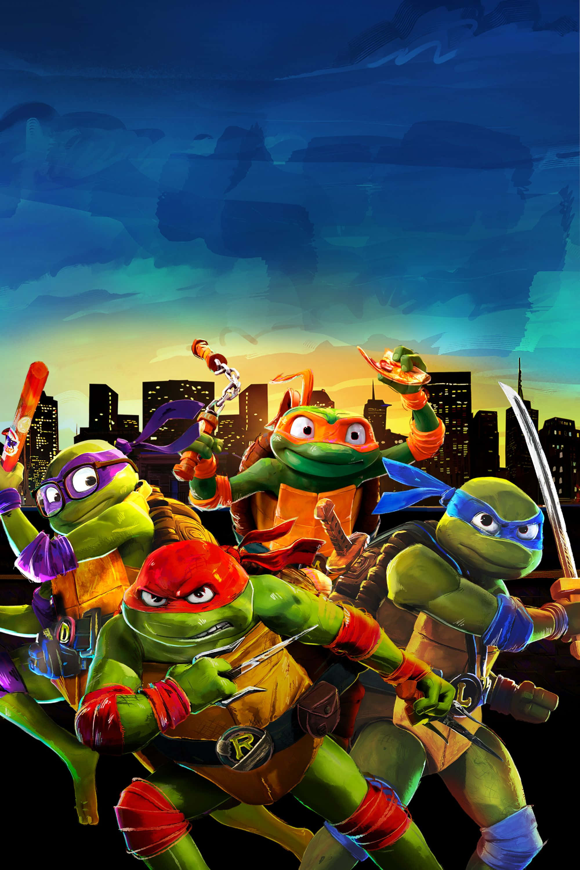 Tmnt Mutant Mayhem, green ninja turtles, colored masks, 2K Phone Wallpaper