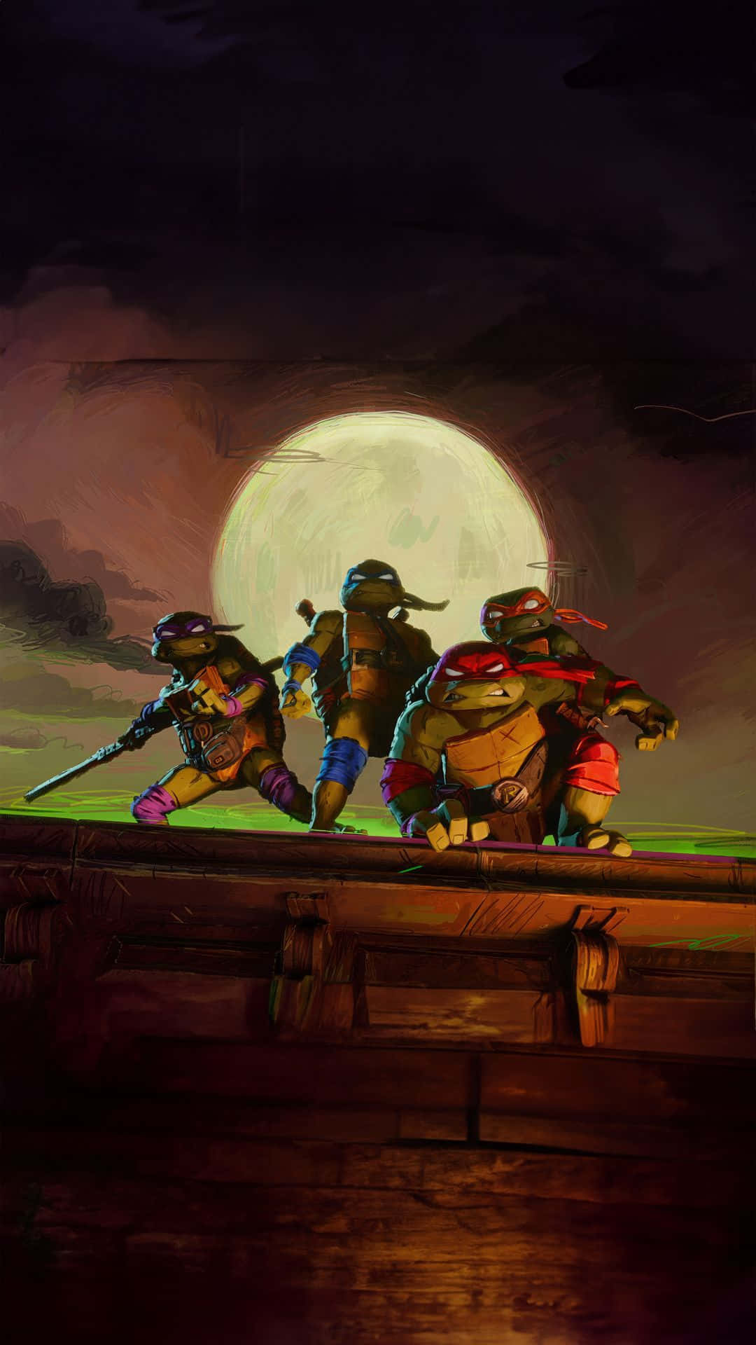 Tmnt Mutant Mayhem, moonlight, full moon, Full HD Phone Wallpaper