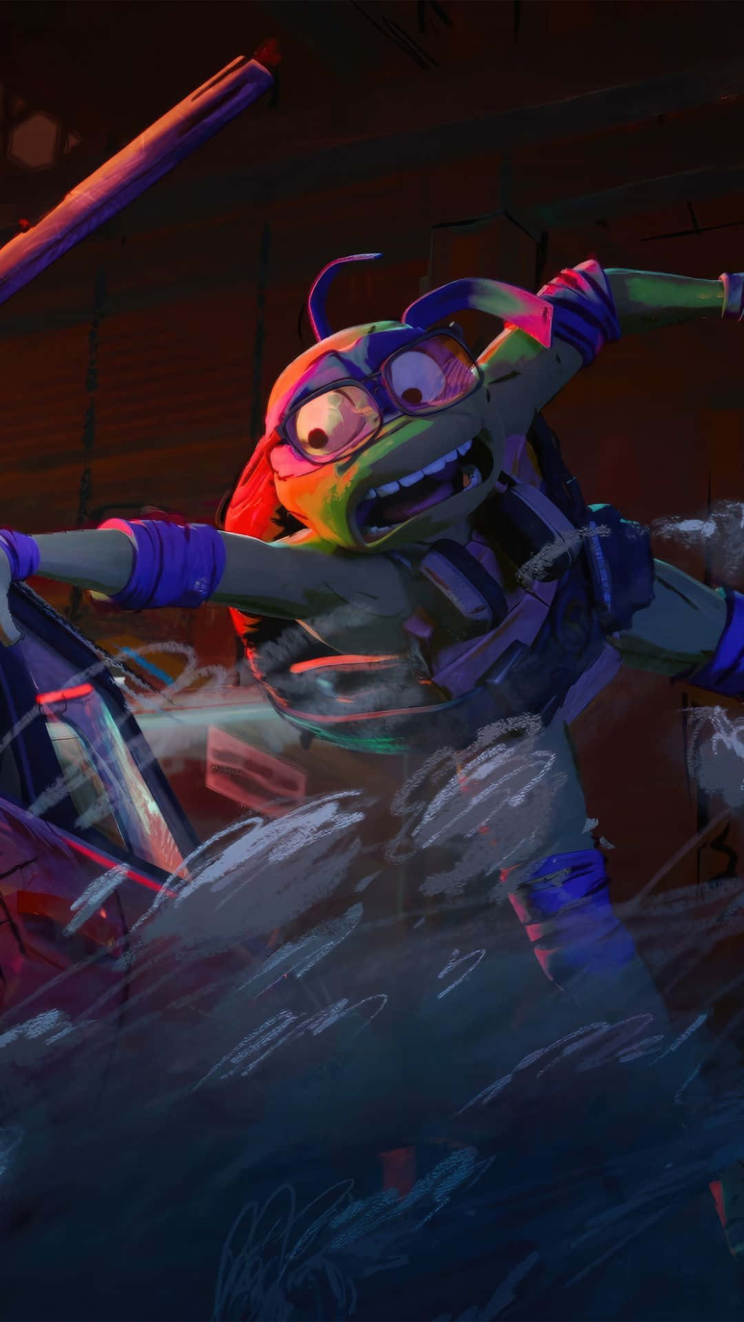 Tmnt Mutant Mayhem, green anthropomorphic turtle, glasses, Full HD Phone Wallpaper