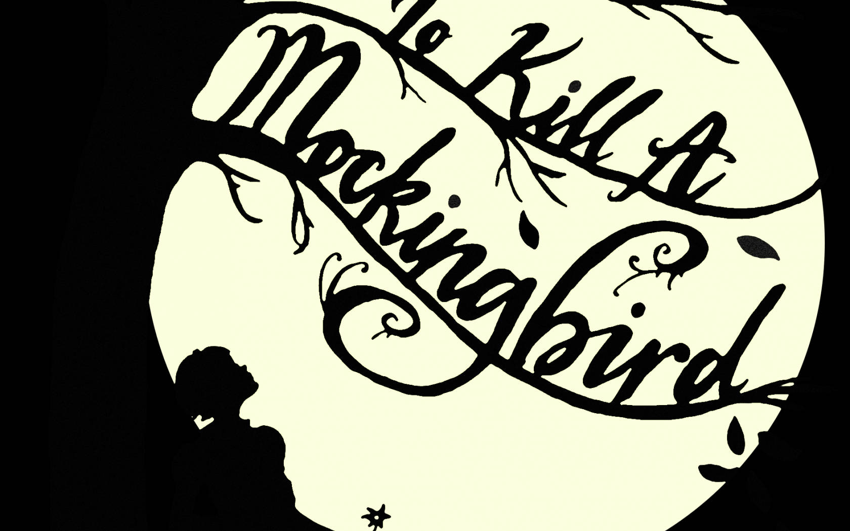 To Kill A Mockingbird, girl's silhouette, black and cream, HD Desktop Wallpaper