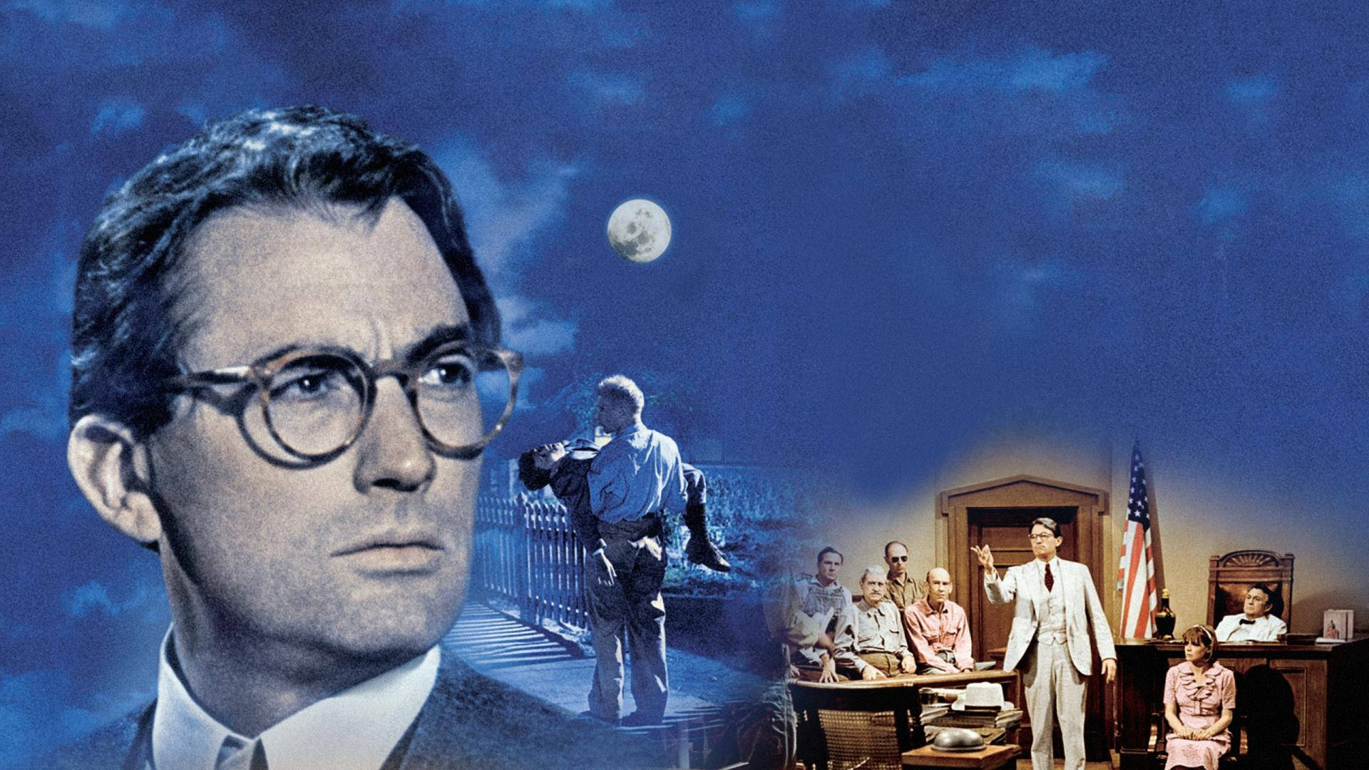 To Kill A Mockingbird, courtroom scene, moonlit sky, Full HD Desktop Wallpaper