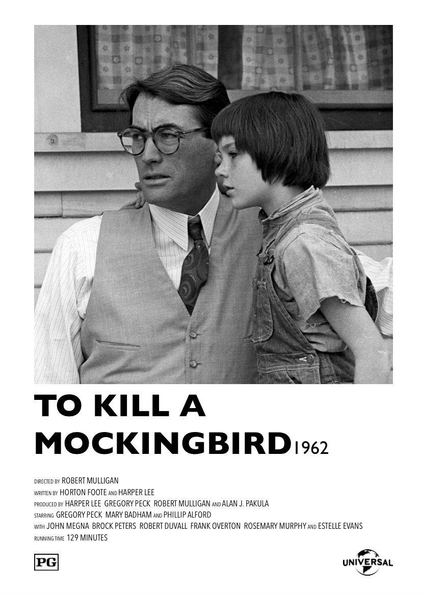 To Kill A Mockingbird, black and white movie poster, man and young girl, SD Phone Wallpaper