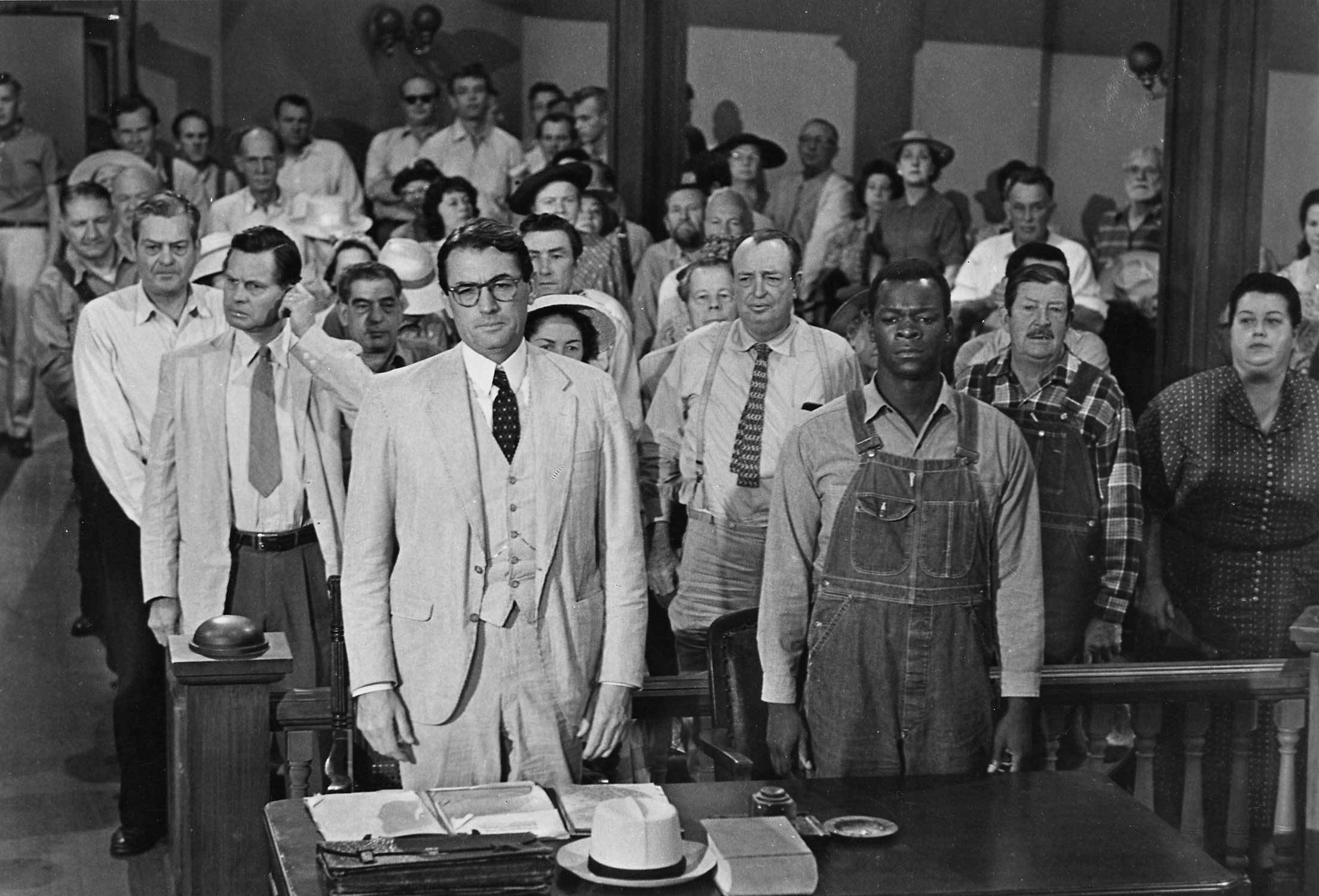To Kill A Mockingbird, courtroom scene, lawyer in a suit and glasses, Full HD Desktop Wallpaper