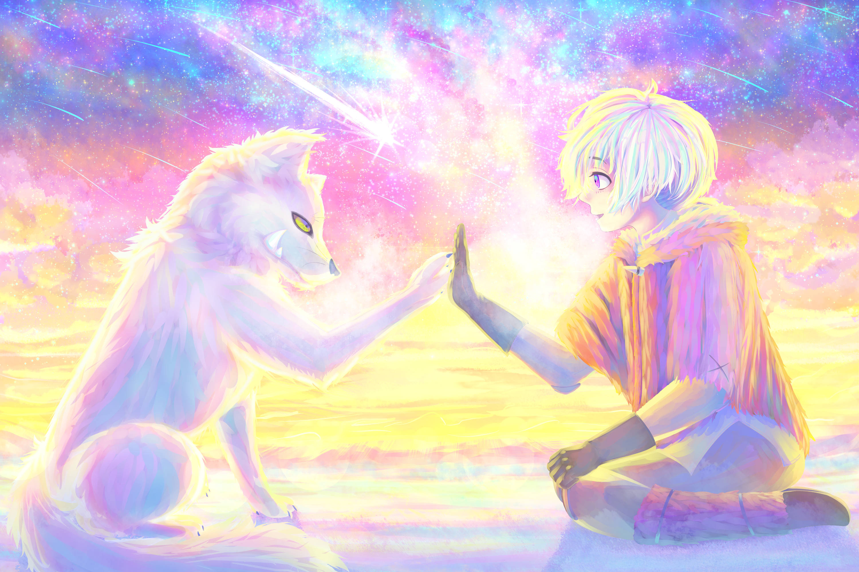 To Your Eternity, white hair, glowing white fox, 2K Desktop Wallpaper